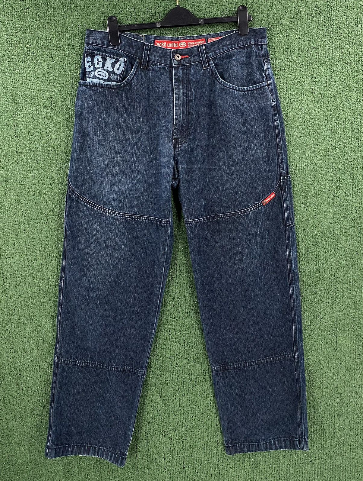 Ecko Unltd. Rare Ecko Unltd Dugout Logo Deep Pocket Baggy Jeans Sz 35 Size US 35 - 1 Thumbnail