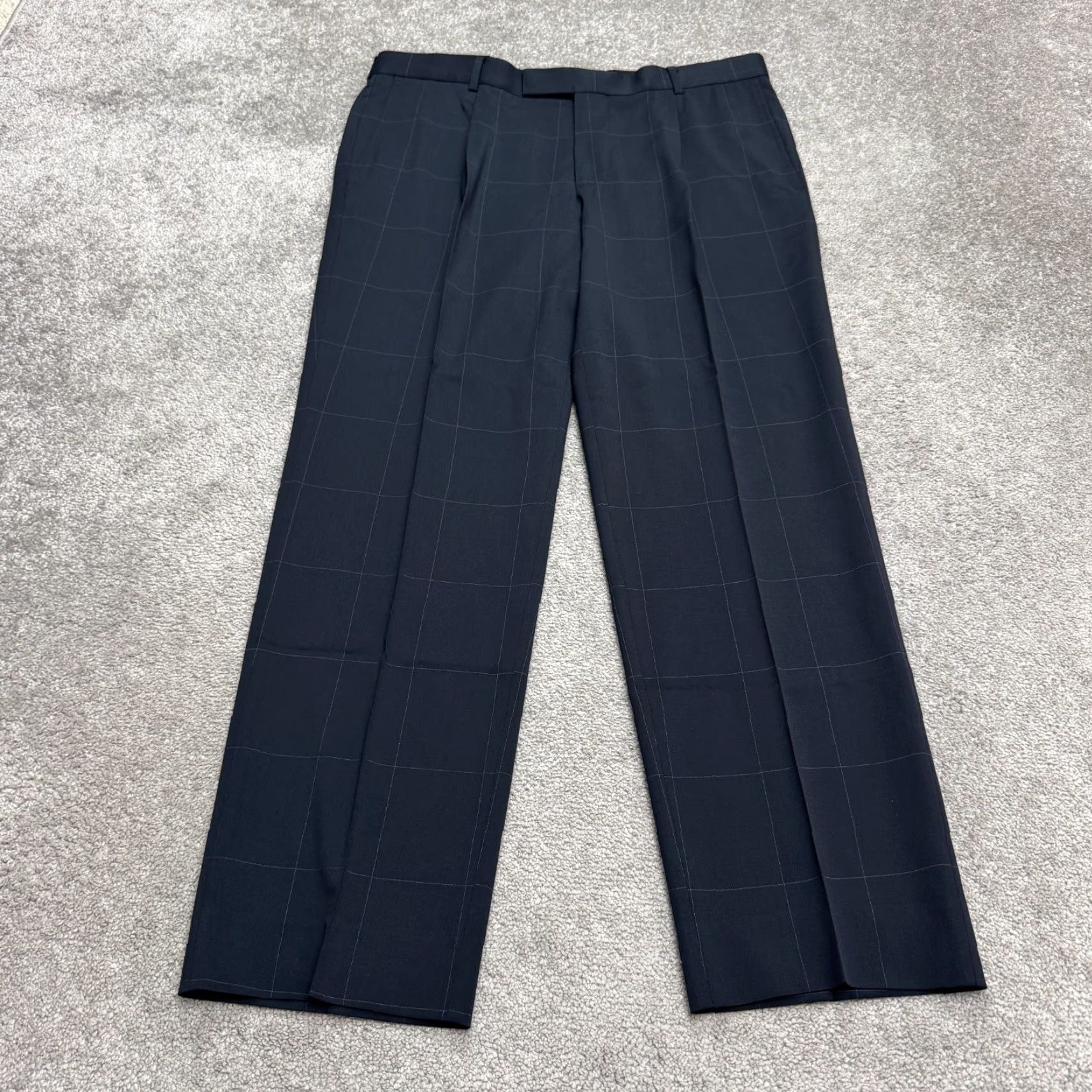 Hugo Boss Hugo Boss Dress Pants Mens 42R Blue Wool Windowpane Straight Leg Work Size US 42 / EU 58 - 2 Thumbnail