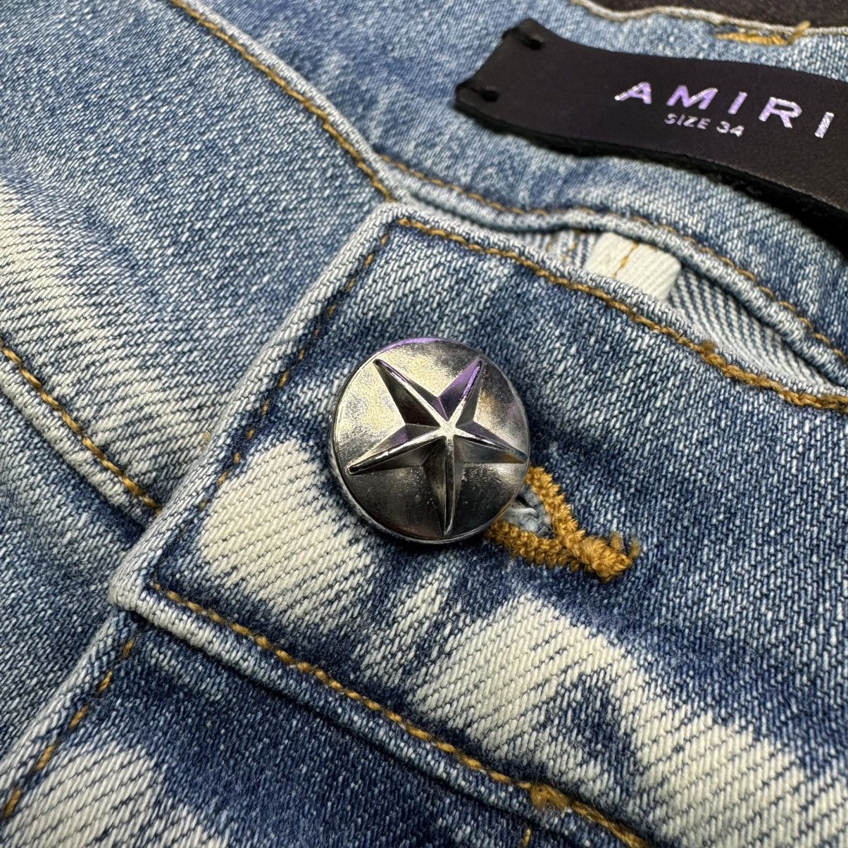 Amiri Amiri Chemist Leather Star Patch Jeans Light Indigo Size US 34 / EU 50 - 9 Thumbnail