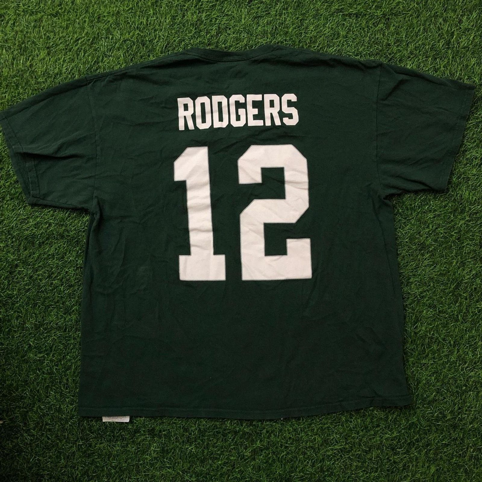 Majestic Retro Green Bay Packers Aaron Rodgers Graphic Number Tee Size US XL / EU 56 / 4 - 2 Thumbnail