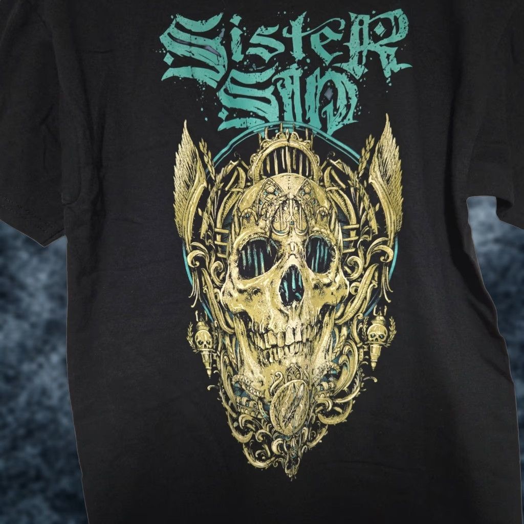 Gildan Sister Sin Now And Forever 2012 Graphic T-shirt Men's Large Black Skull Gildan Band Music Graphic Print Crew Neck Short Sleeve All Seasons Size US L / EU 52-54 / 3 - 1 Thumbnail