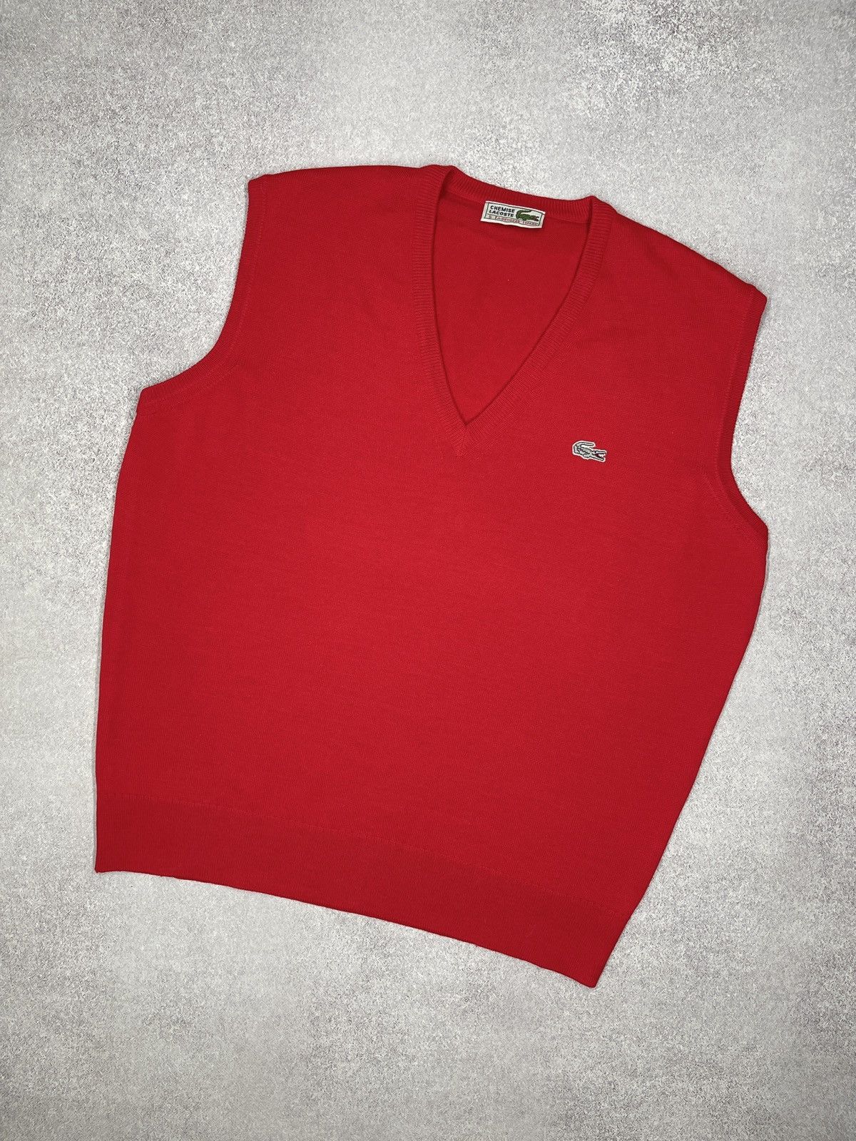Vintage Lacoste Chemise Wool Vest Red Rare Y2K Size L