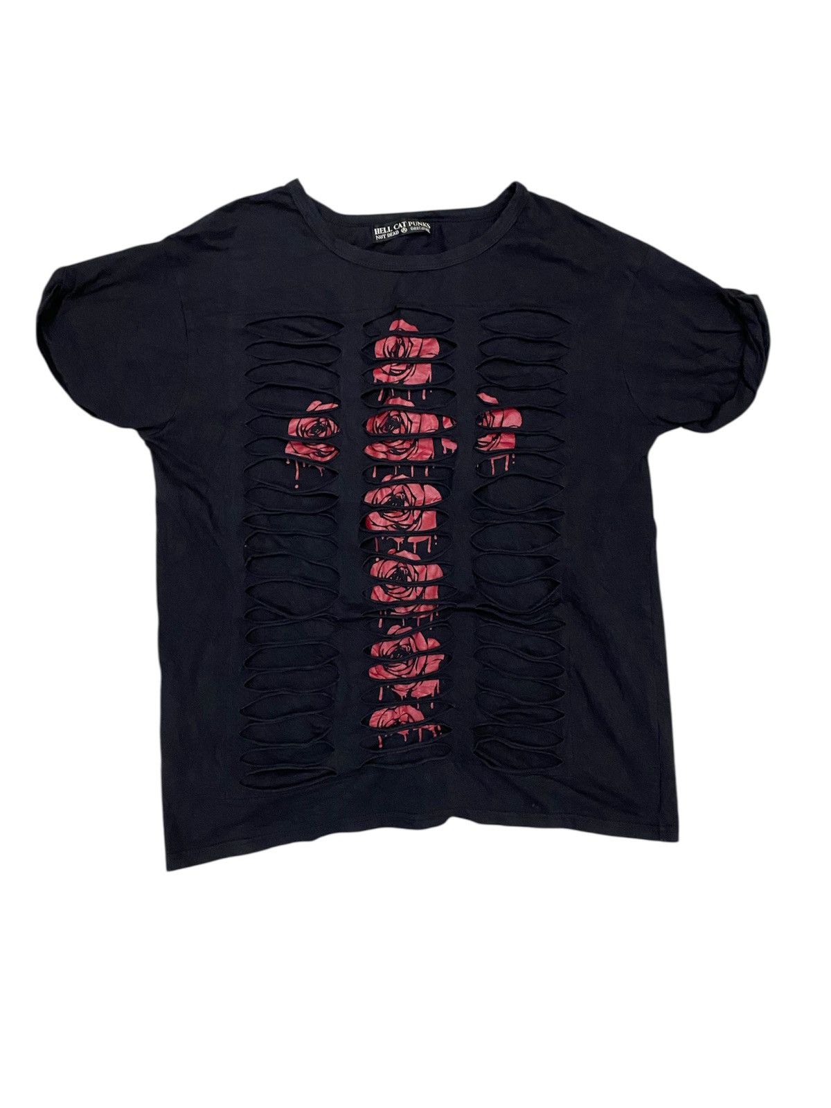 Super Lovers 2000s Hell Cat Punk Lazer Cut hagi Rose Cross tee Size US M / EU 48-50 / 2 - 1 Thumbnail