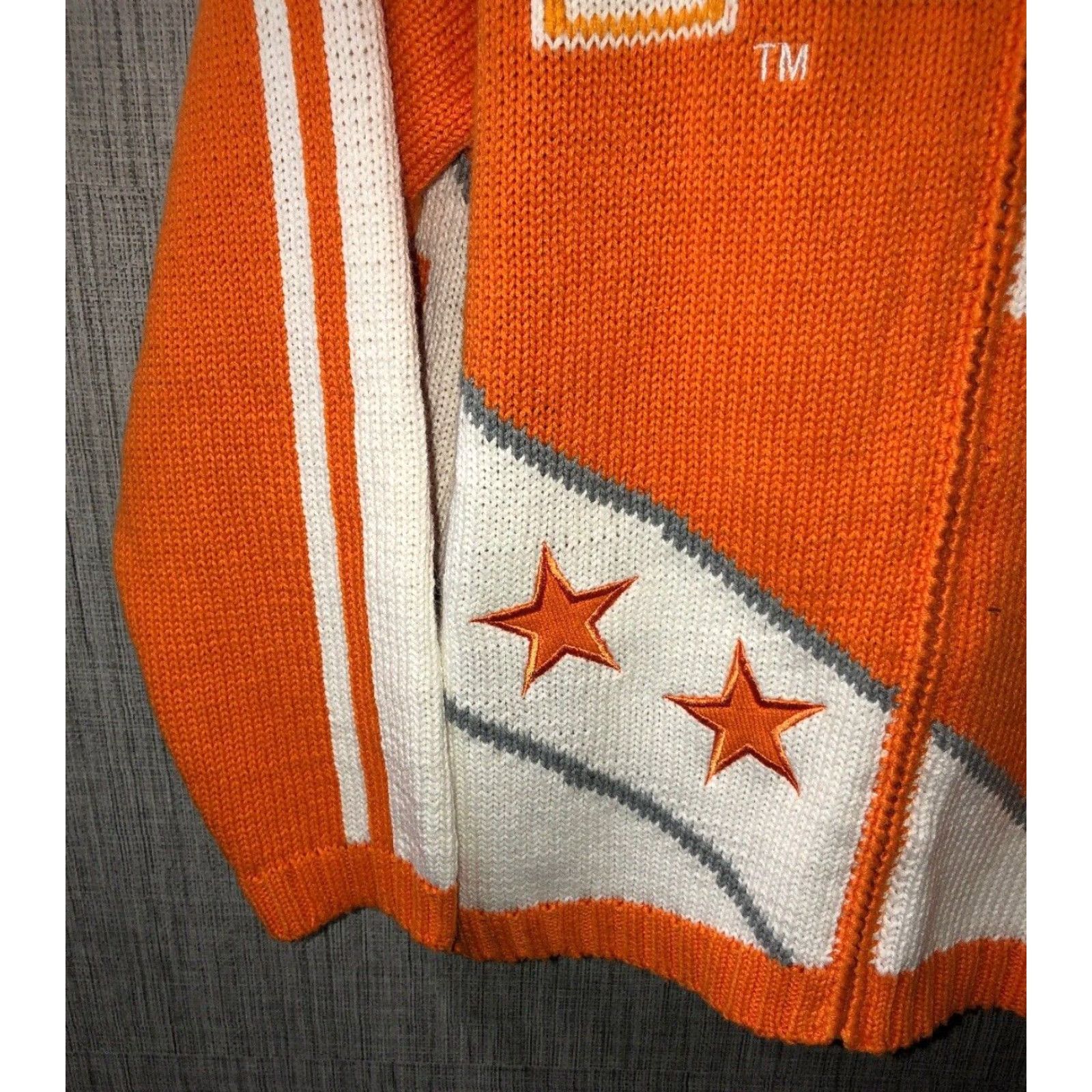 Vintage Birch Bros Mens Full Zip Sweater Orange White XL Size US XL / EU 56 / 4 - 3 Thumbnail