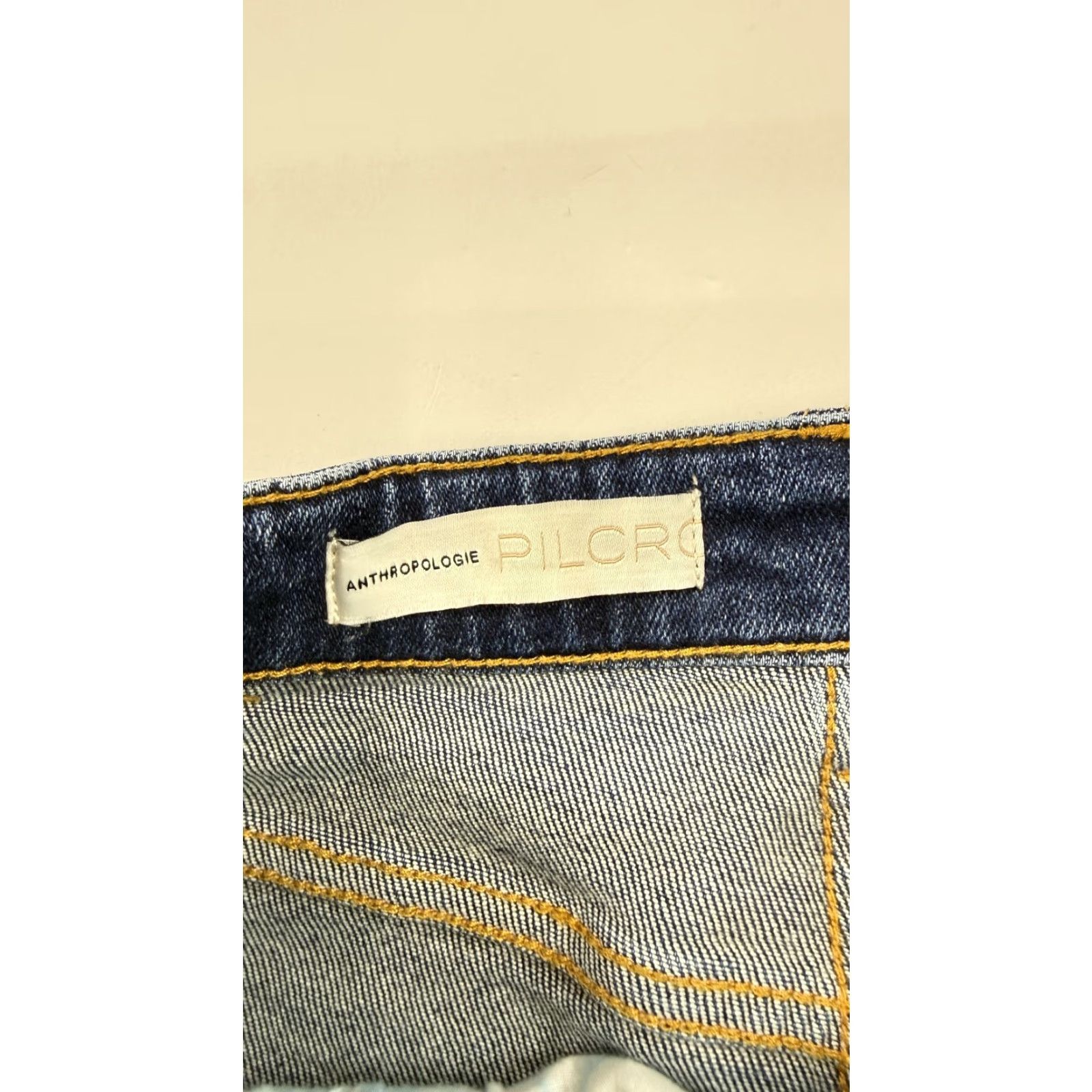Vintage Pilcro Anthropologie Jeans Womens 26 Blue The Cigarette Slim Straight Denim Raw Hem Stretch Size 26" / US 2 / IT 38 - 4 Thumbnail