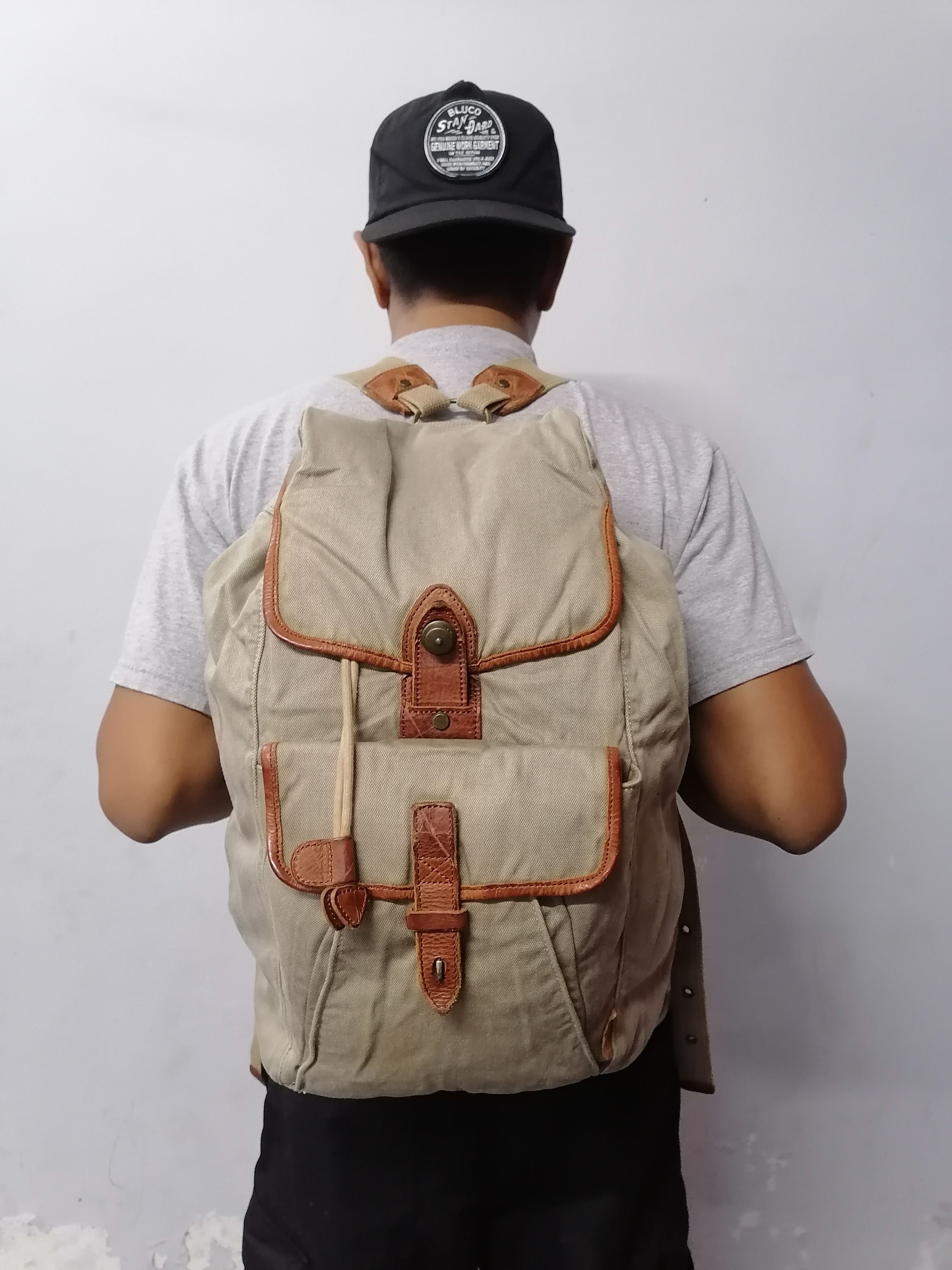 Japanese Brand × Vintage Unison Dept Japan Heavy Cotton Rucksack Bagpack Size ONE SIZE - 1 Thumbnail