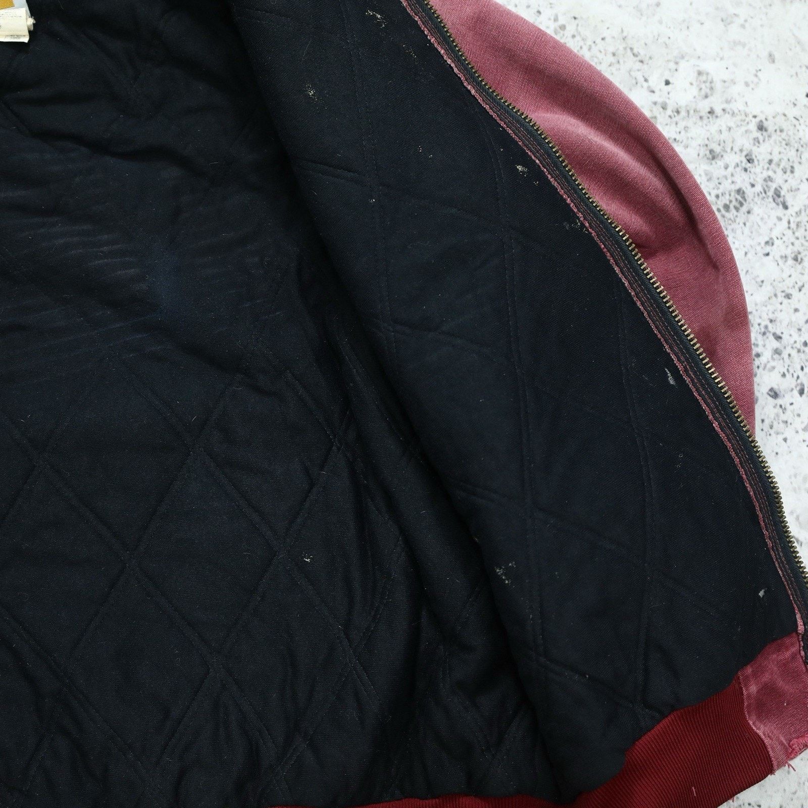 THRASHED Vintage Carhartt J68 CRI Crimson Faded Red Jacket