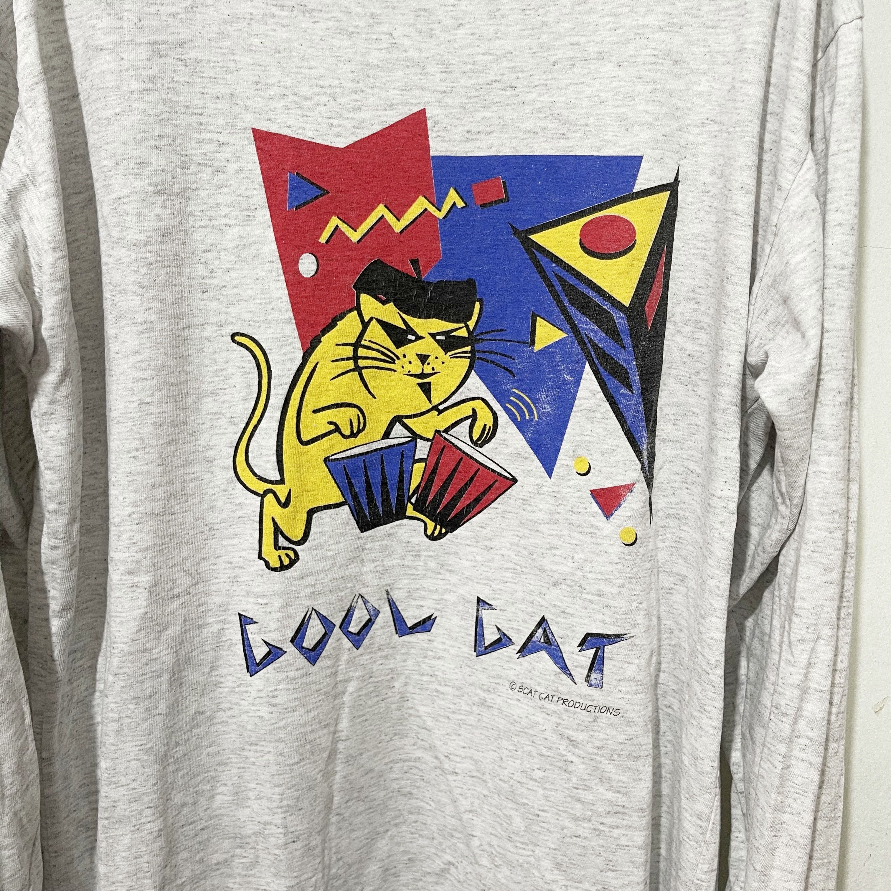 Vintage Vintage 90s Cool Cat Long Sleeve T-Shirt Size US L / EU 52-54 / 3 - 2 Thumbnail