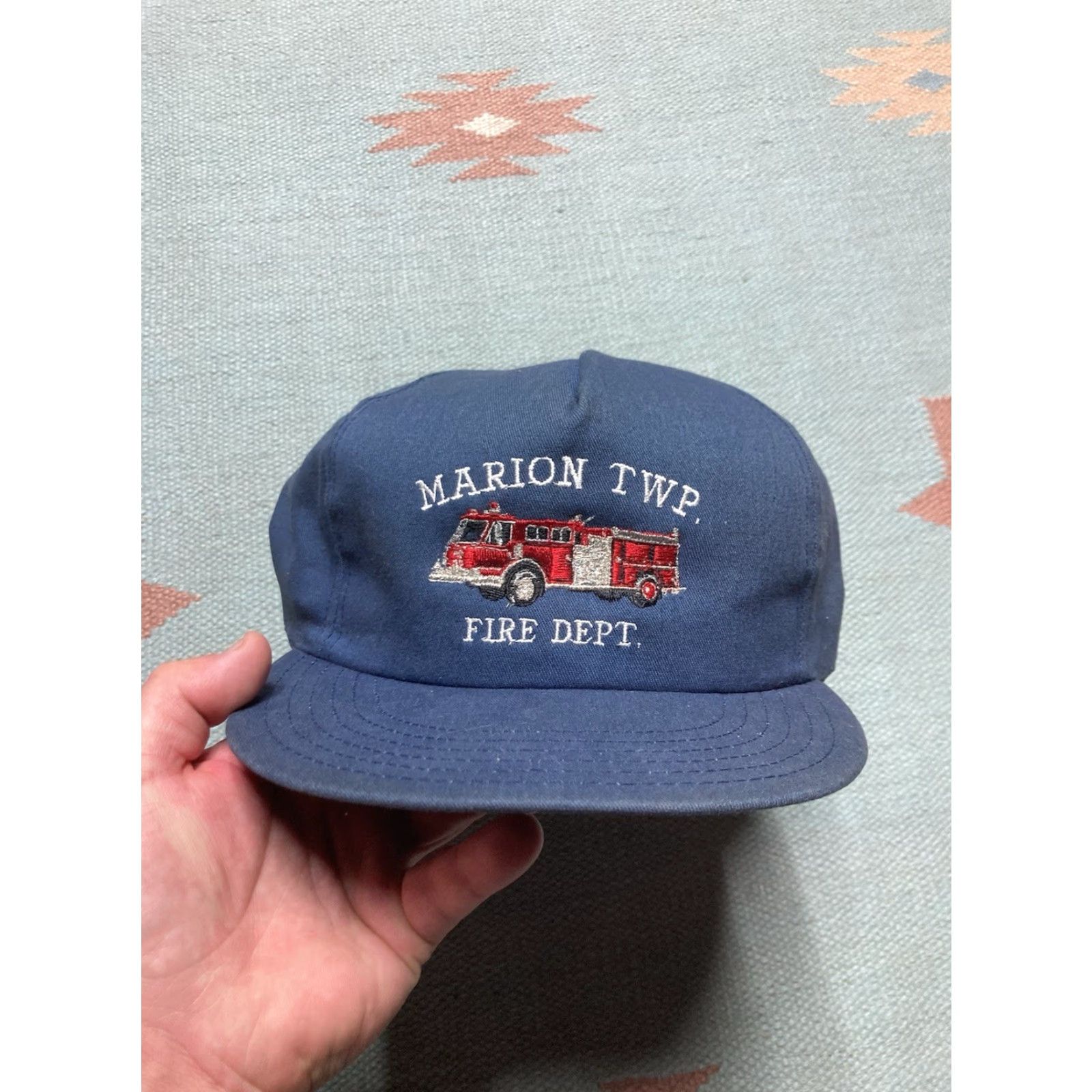 Vintage VINTAGE SnapBack Hat Cap Marion Township Fire Department Michigan Made in USA Adjustable Blue Mens Snapback USA Fire Department Hat Size ONE SIZE - 2 Thumbnail