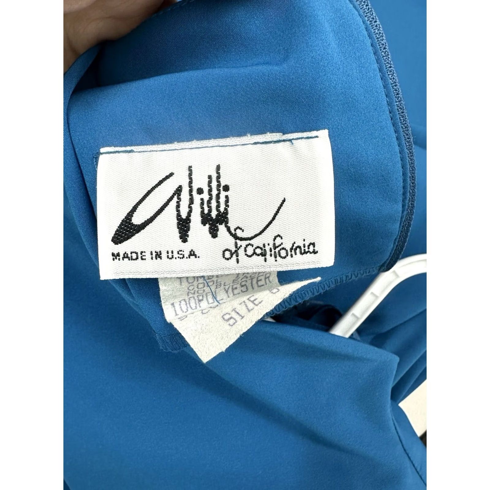 Vintage Willi of California Dress Blue VTG Belted Mock Neck Long Sleeve 6 Womens Vintage 80s 90s Spring Summer Fall Size M / US 6-8 / IT 42-44 - 4 Thumbnail