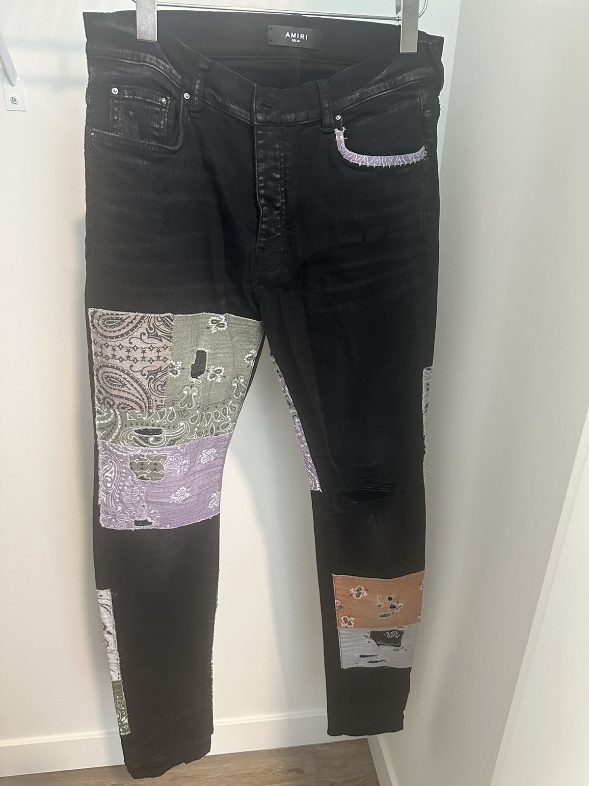 Amiri Amiri Bandana Art Patch Jeans - Aged Black Size US 36 / EU 52 - 1 Thumbnail