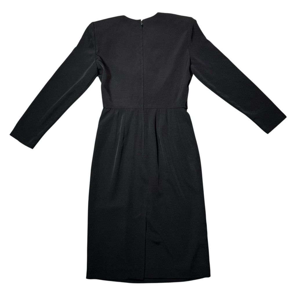 Other Vintage Joan Leslie Black Long Sleeve V-Neck Side Bow Detai Size L / US 10 / IT 46 - 3 Thumbnail