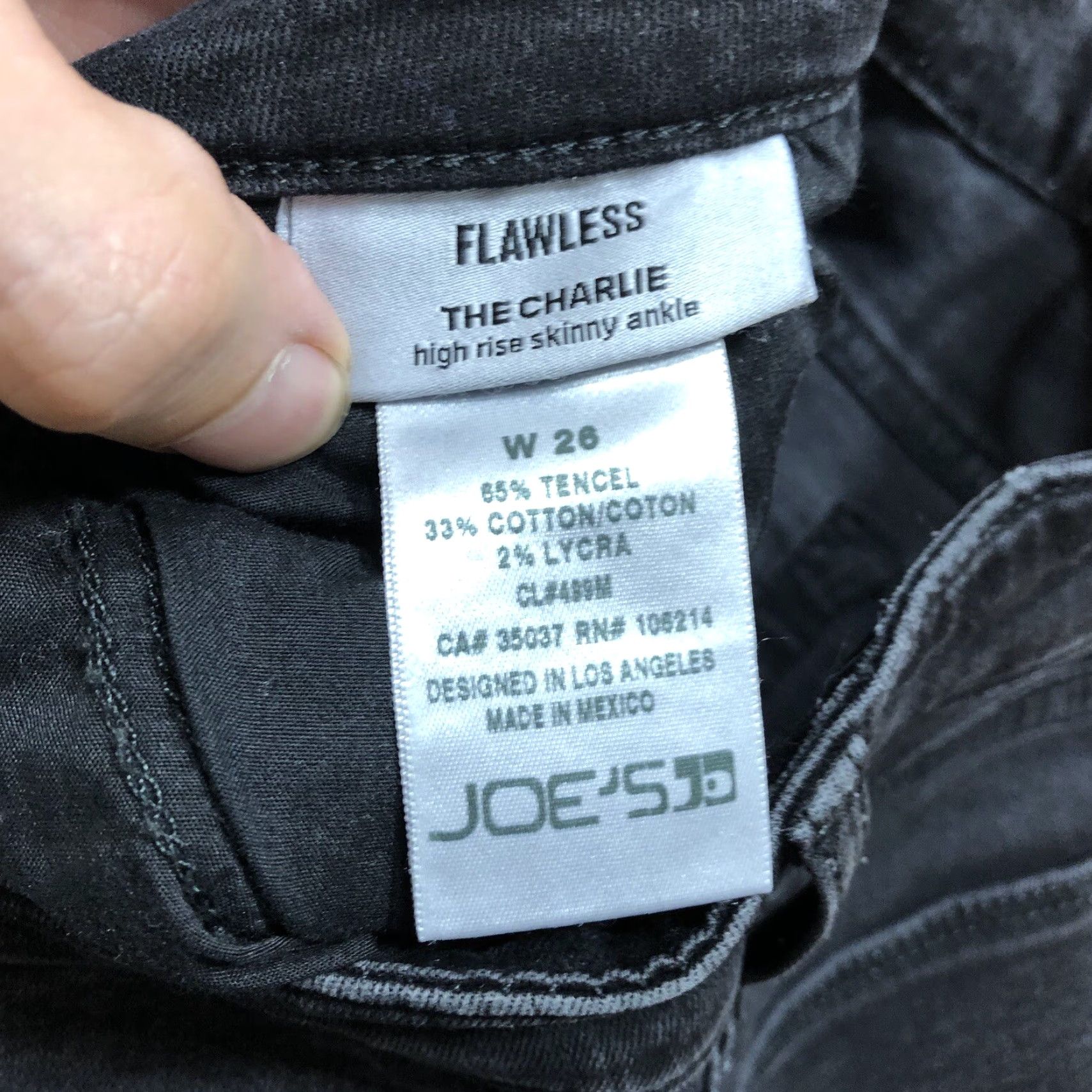 Vintage Joes Jeans The Charlie Flawless High Rise Skinny Ankle Womens 26 X 28 Iman Black Size 27" / US 4 / IT 40 - 6 Thumbnail
