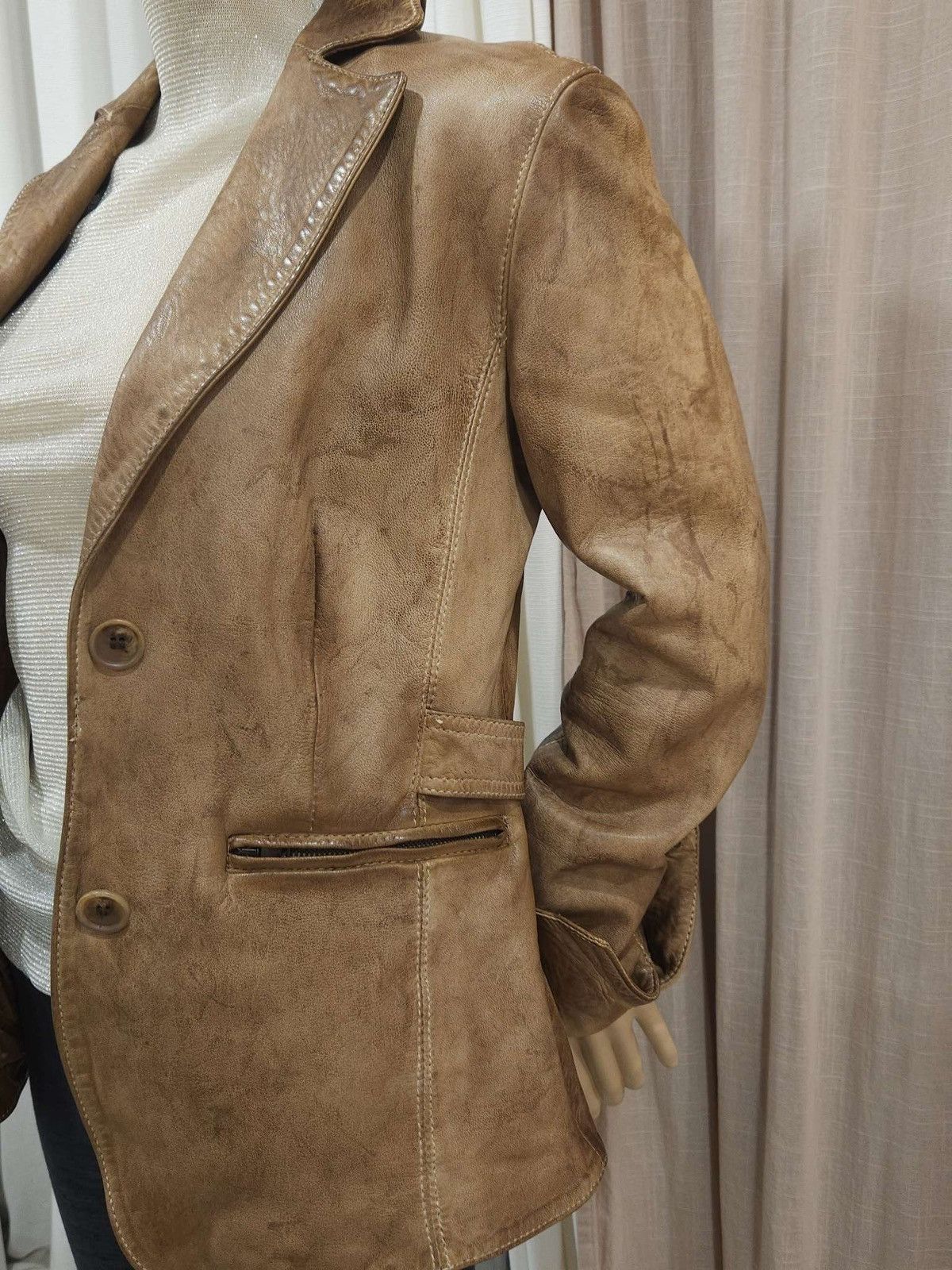 Vintage Super Soft Real Leather Distressed Patina Jacket By Blur Size M / US 6-8 / IT 42-44 - 20 Thumbnail