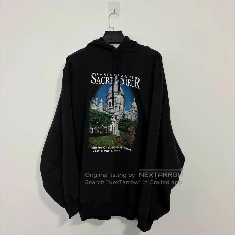 Balenciaga Castle Print Distressed Hoodie.