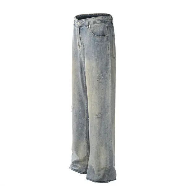 Japanese Brand Rei Distressed men's punk ripped straight-leg raw-edge jeans Size US 32 / EU 48 - 2 Thumbnail