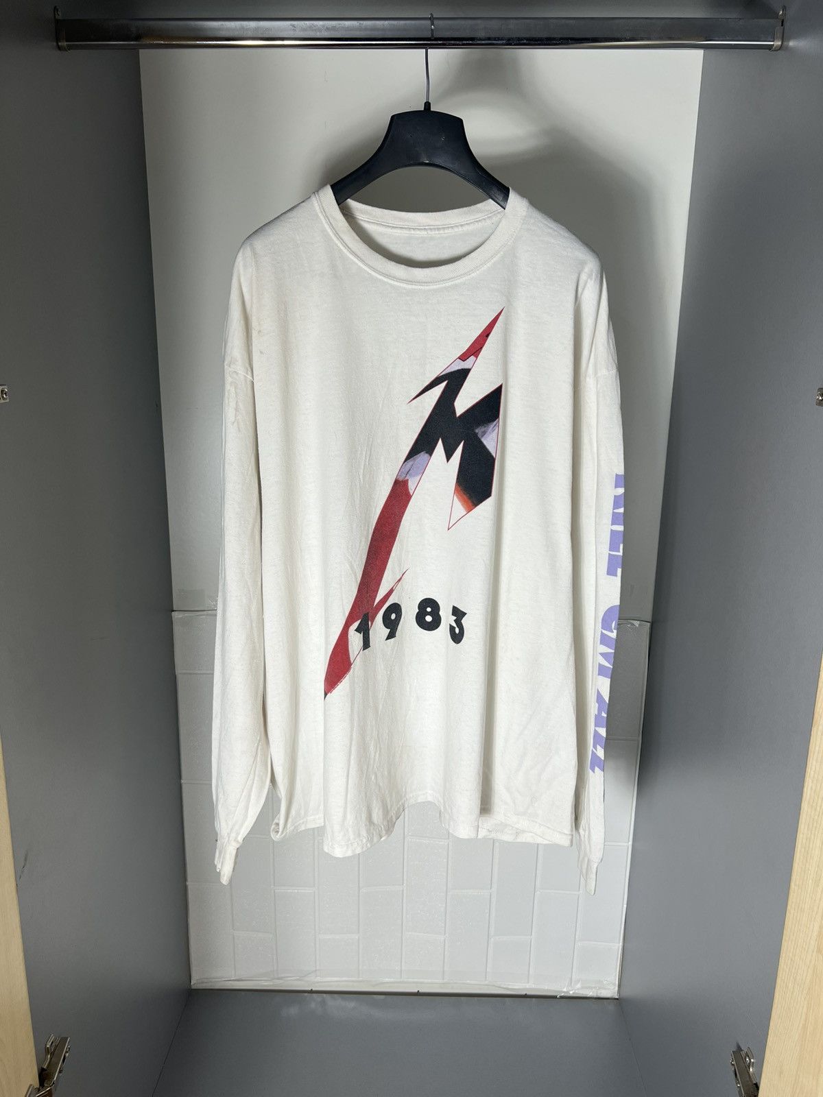 Band Tees × Vintage VERY RARE METALLICA LONG SLEEVE WORLD TOUR 1983 ROCK T-SHIRT Size US XXL / EU 58 / 5 - 2 Thumbnail