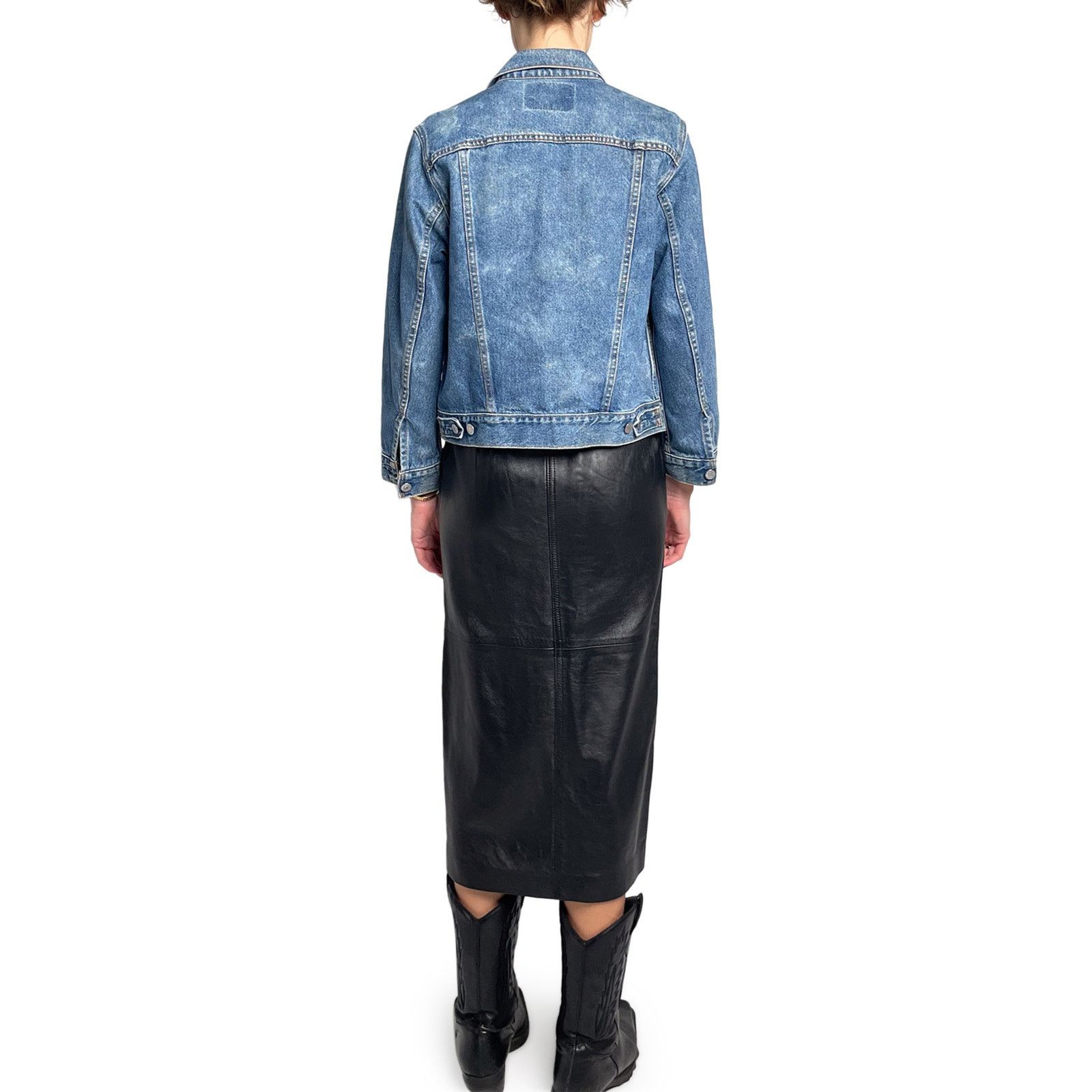 Vintage Vintage Black Leather Skirt Size 26" / US 2 / IT 38 - 5 Thumbnail