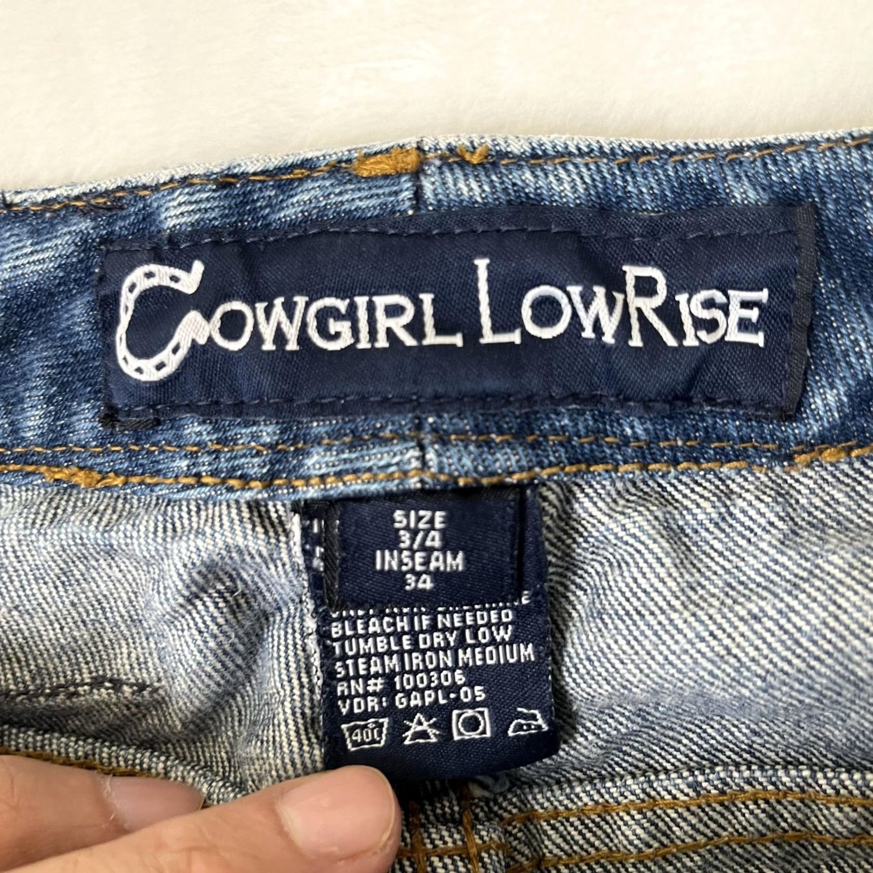 Denime VINTAGE Cowgirl Up Jeans Juniors 3/4 Low Rise Straight 26x34 Blue Denim Size 26" / US 2 / IT 38 - 5 Thumbnail