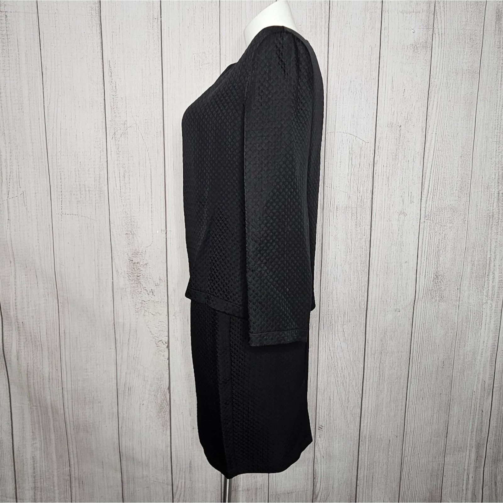 Vintage Vintage 80s Hino & Malee Black Quilted Wool Blend Skirt Set Size M / US 6-8 / IT 42-44 - 4 Thumbnail
