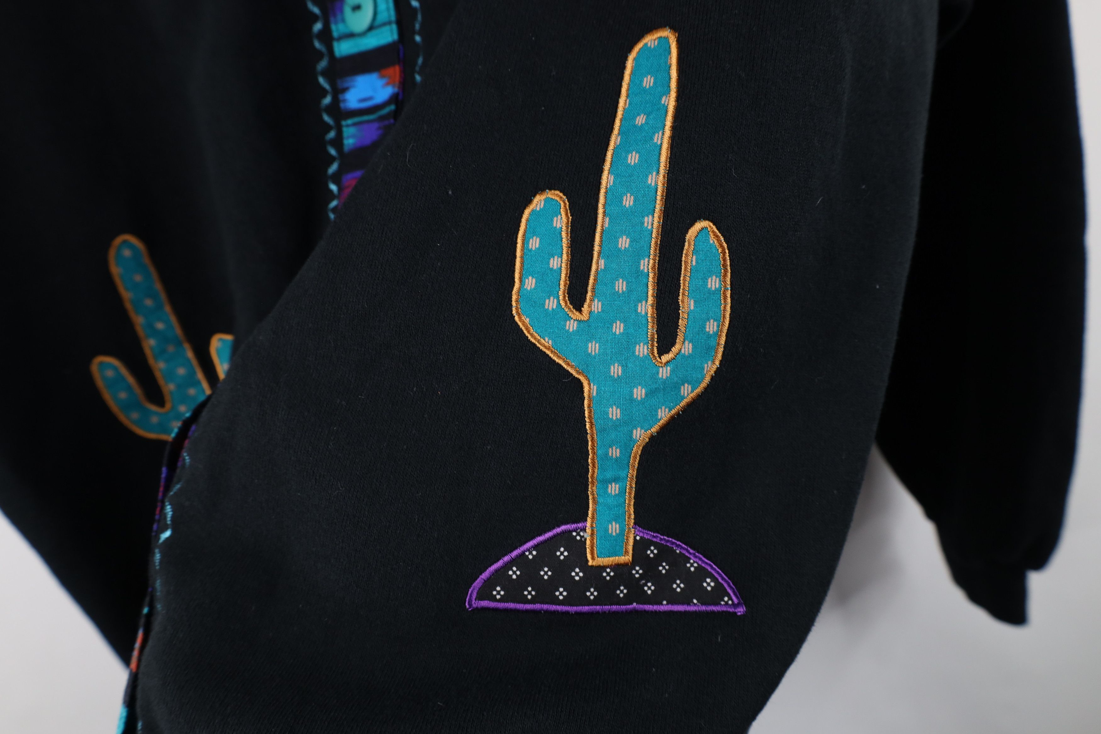 Vintage Vintage 90s Southwestern Cactus Cardigan Sweatshirt USA Size XXL / US 16-18 / IT 52-54 - 8 Thumbnail