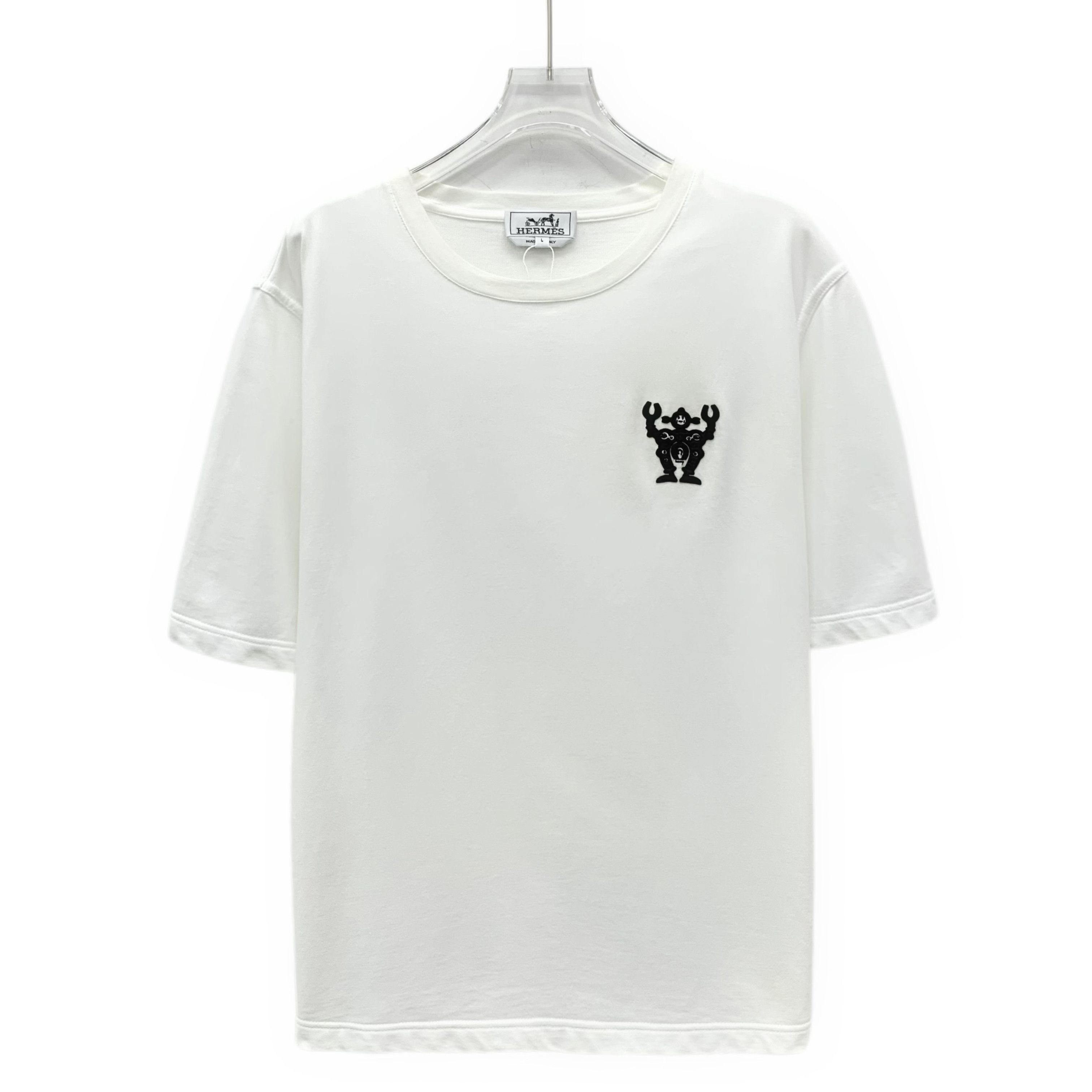 Hermes Hermès Robot Embroidered T-Shirt White (L) Size US L / EU 52-54 / 3 - 1 Thumbnail