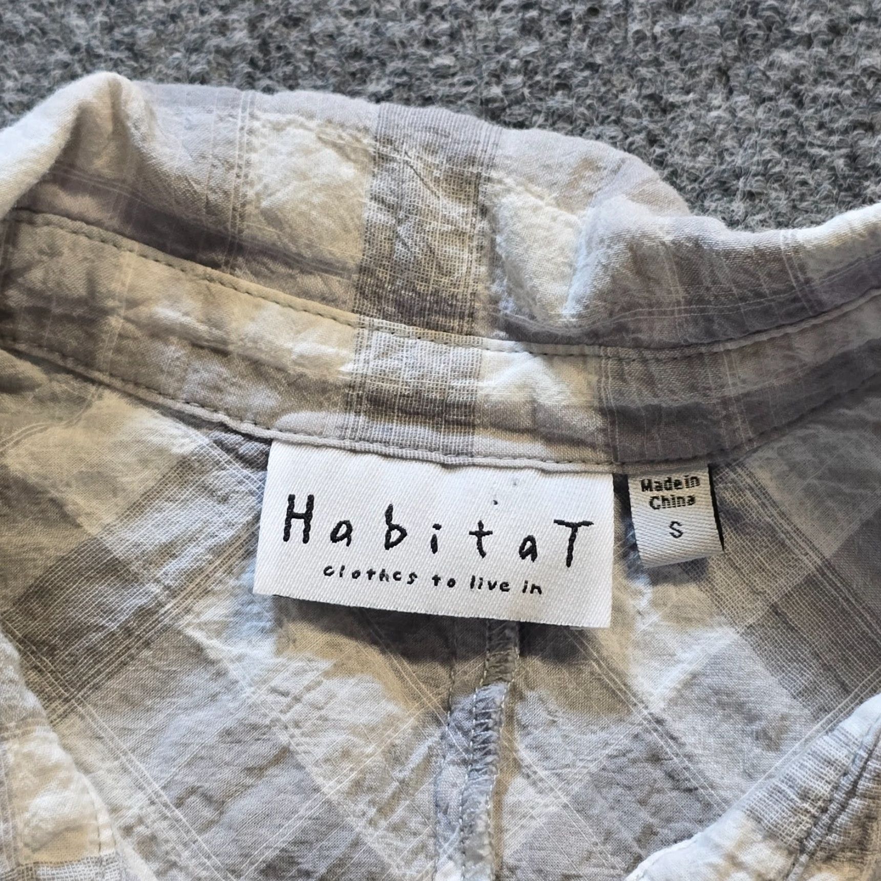 Habitat Habitat Top Womens Shirt Size Small Gray White Plaid Texture Button Long Sleeve Casual Size S / US 4 / IT 40 - 4 Thumbnail