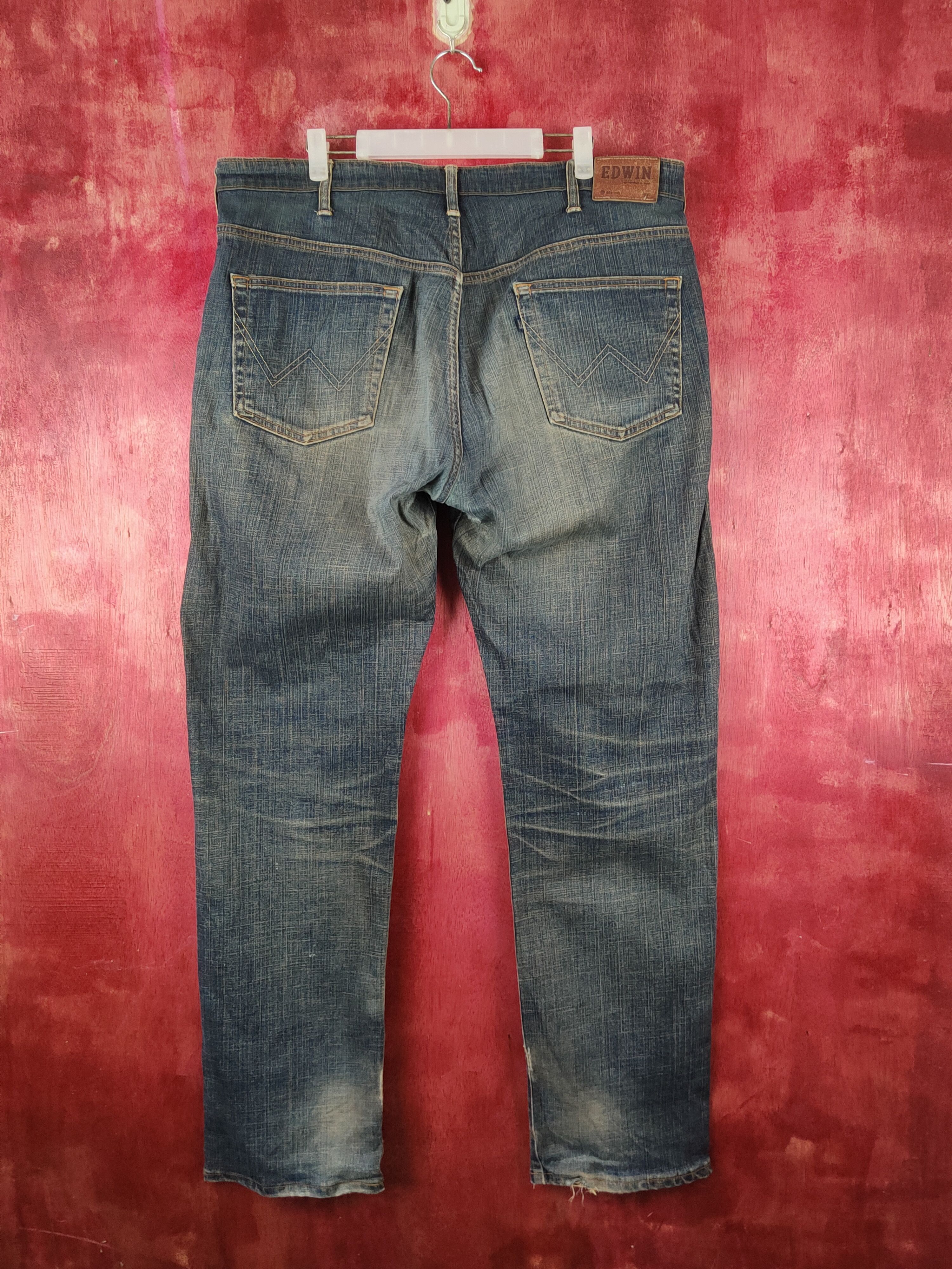 Edwin DL Edwin Dark Blue Faded Distressed Ripped Jeans #S2142 Size US 40 / EU 56 - 7 Thumbnail