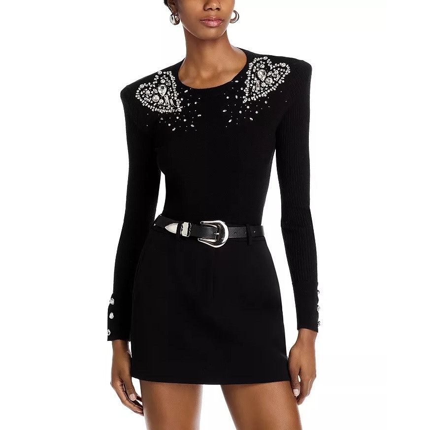 L'AGENCE L'AGENCE Women Rhinestone Cesca Luxury Sweater Size L Size L / US 10 / IT 46 - 1 Thumbnail