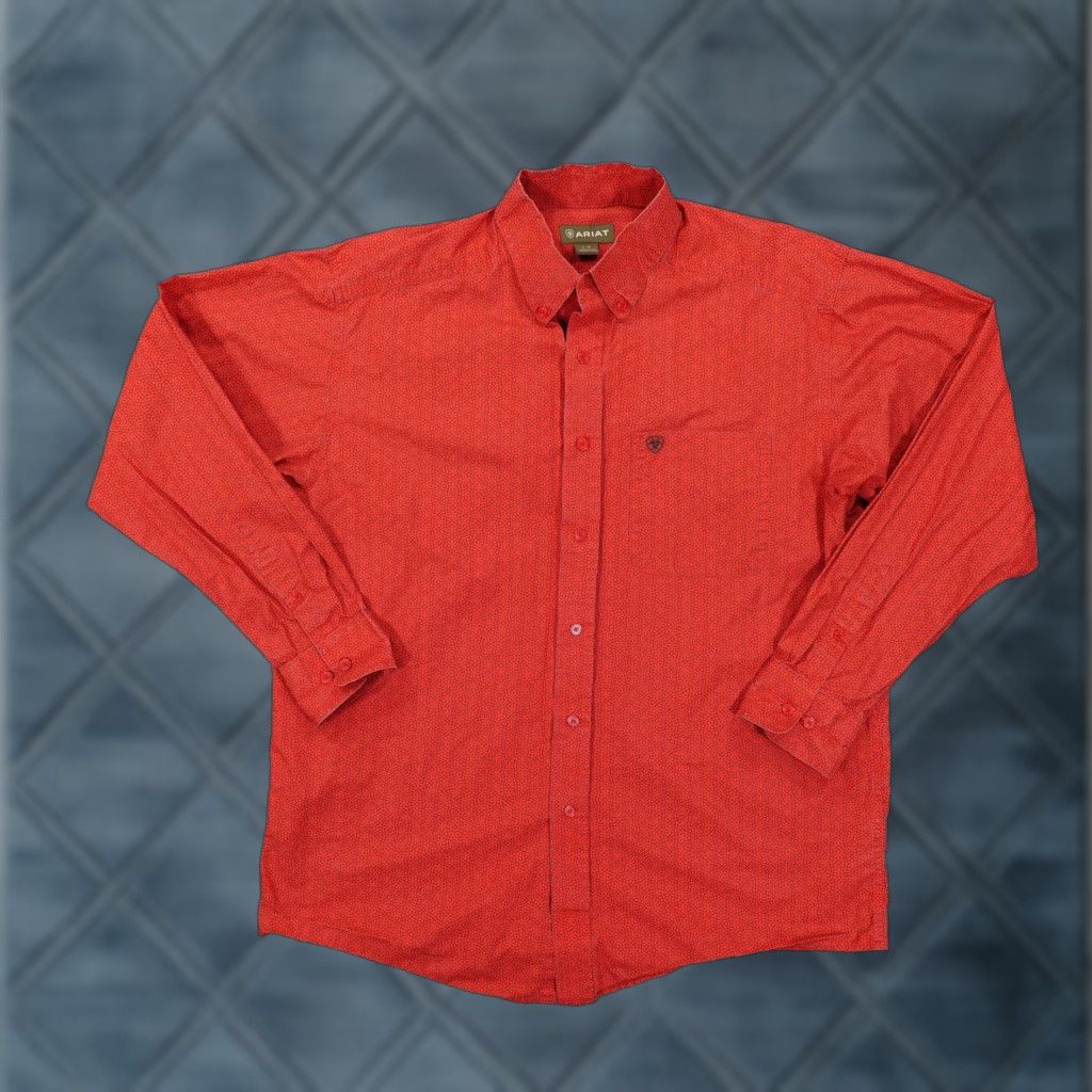 Ariat Ariat Shirt Mens Large Red Micro Floral Long Sleeve Button-Down Western Casual Size US L / EU 52-54 / 3 - 1 Thumbnail