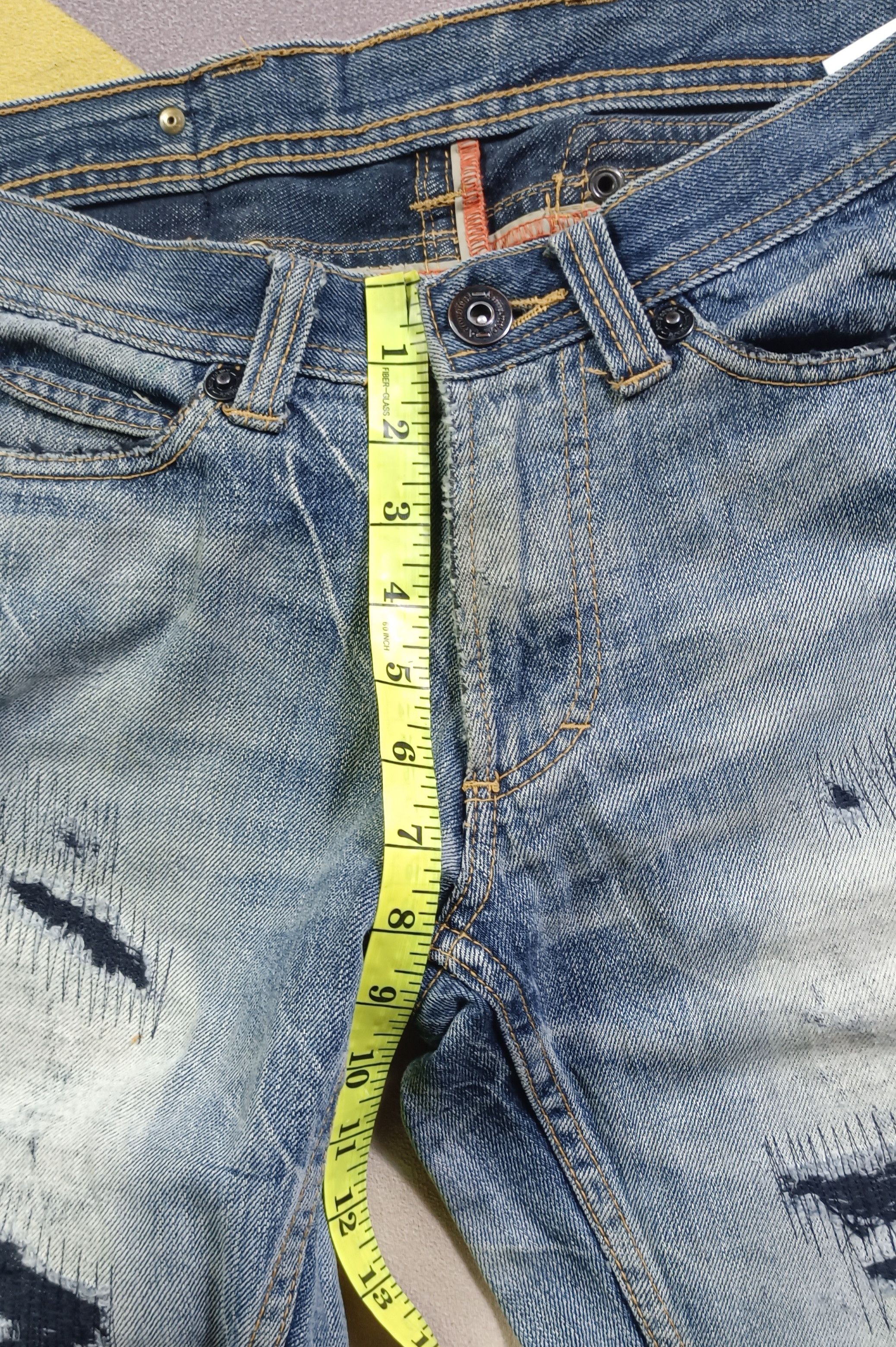 If Six Was Nine × Japanese Brand Army Of no! Honeycomb Distressed Jeans Size US 31 - 14 Thumbnail