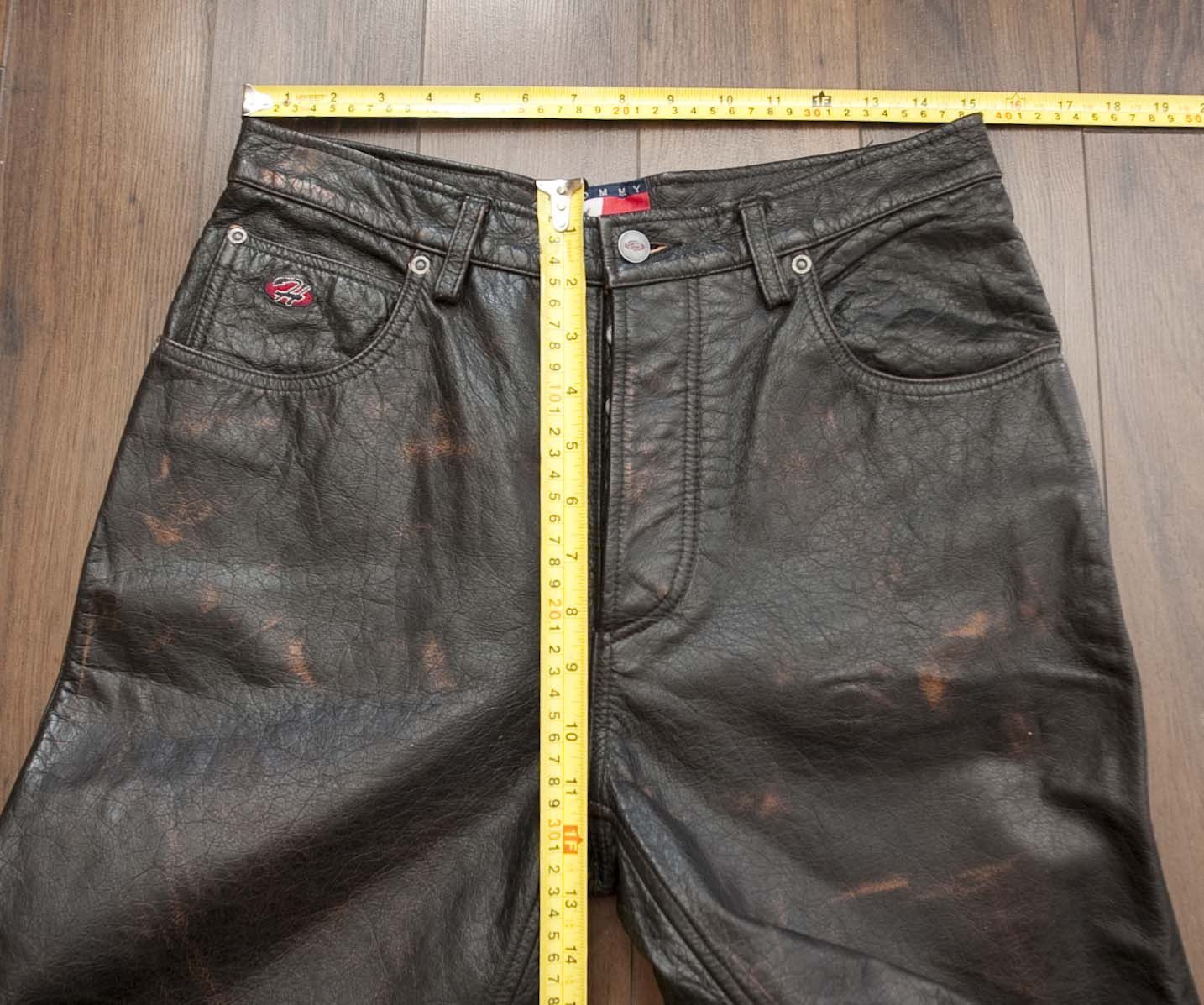 Tommy Hilfiger × Vintage Tommy Hilfiger Motorcycling 100% Leather Pants Size 31x28.5 Size US 31 - 5 Thumbnail