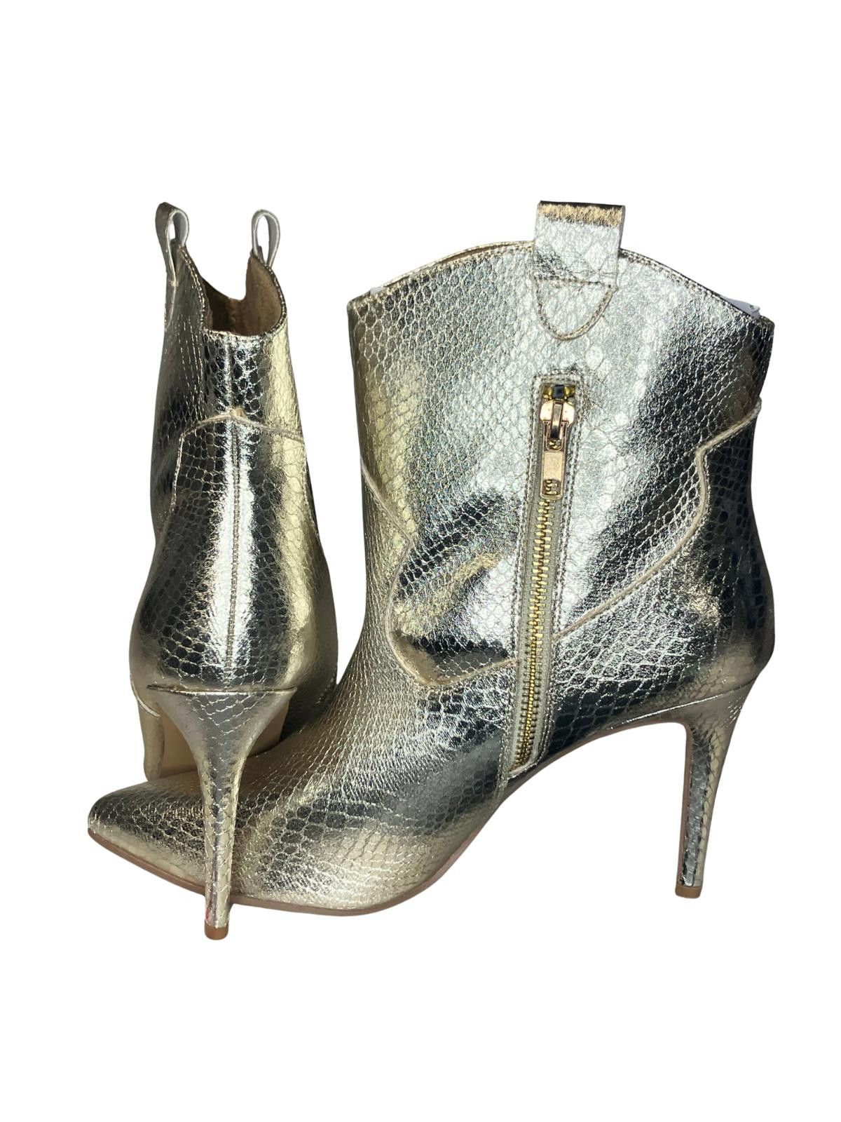 Other Shushop Yaneli Gold Snakeskin Heeled Ankle Boots Size 10 Size US 10 / IT 40 - 4 Thumbnail