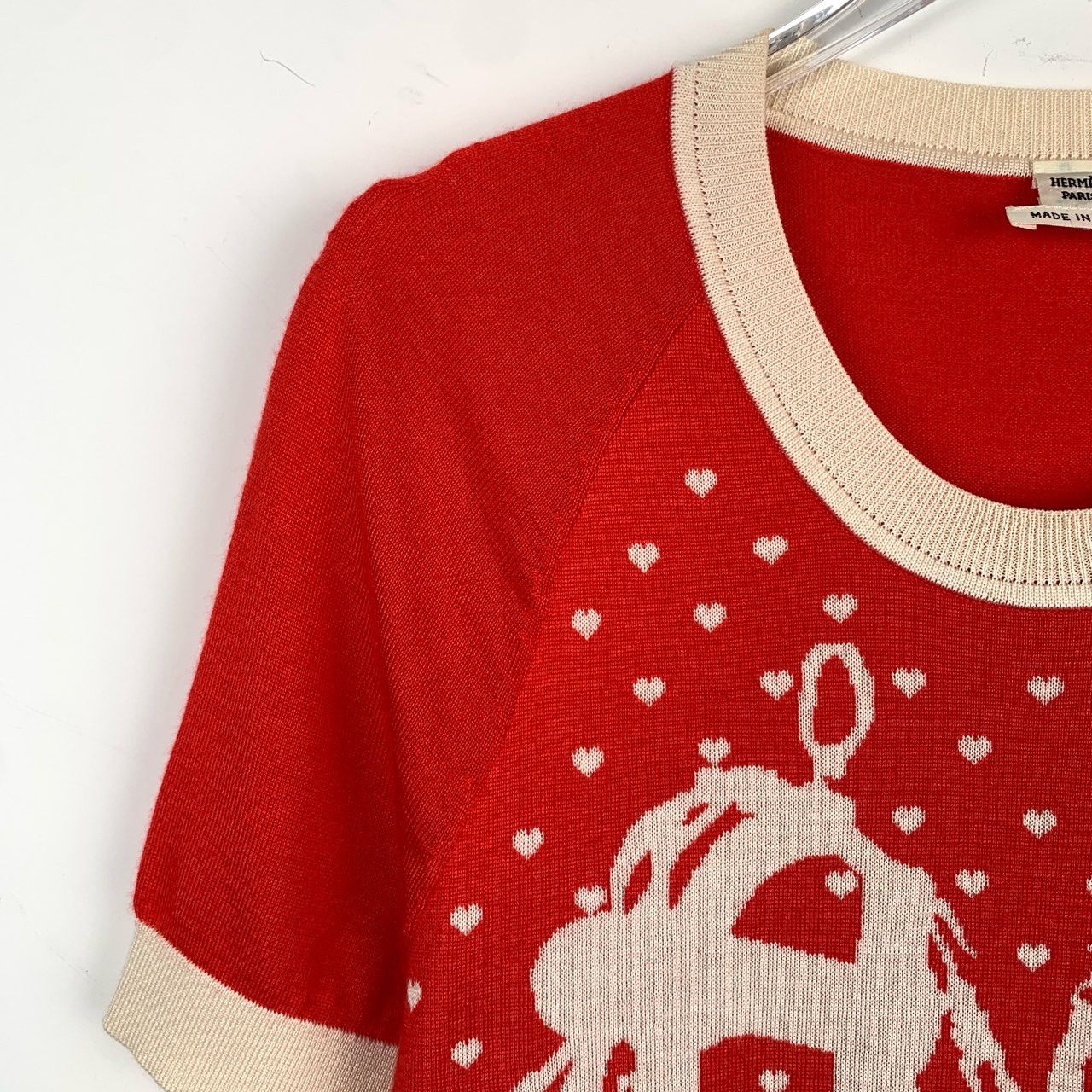 Hermes Hermès Heart Pattern Cashmere-Silk Knit Short-Sleeve Top Size S / US 4 / IT 40 - 3 Thumbnail