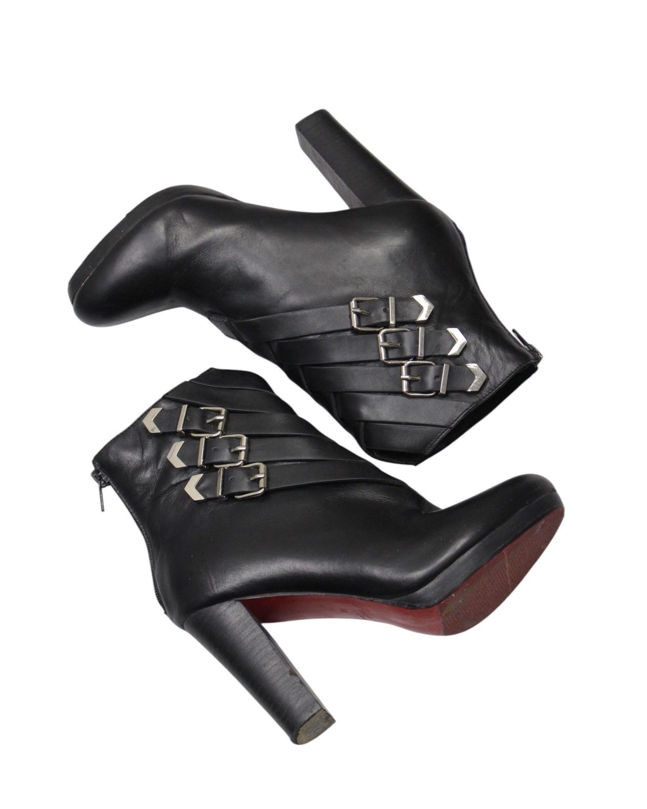 Japanese Brand 2000S NANA STORE BLACK LEATHER ANKLE BOOTS WITH BUCKLE STRAP Size US 8 / IT 38 - 4 Thumbnail