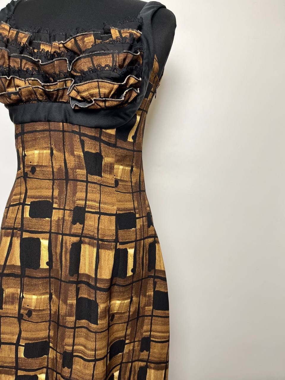 Prada Prada Luxury Ruffle Trim Printed Rare Dress Size S / US 4 / IT 40 - 6 Thumbnail