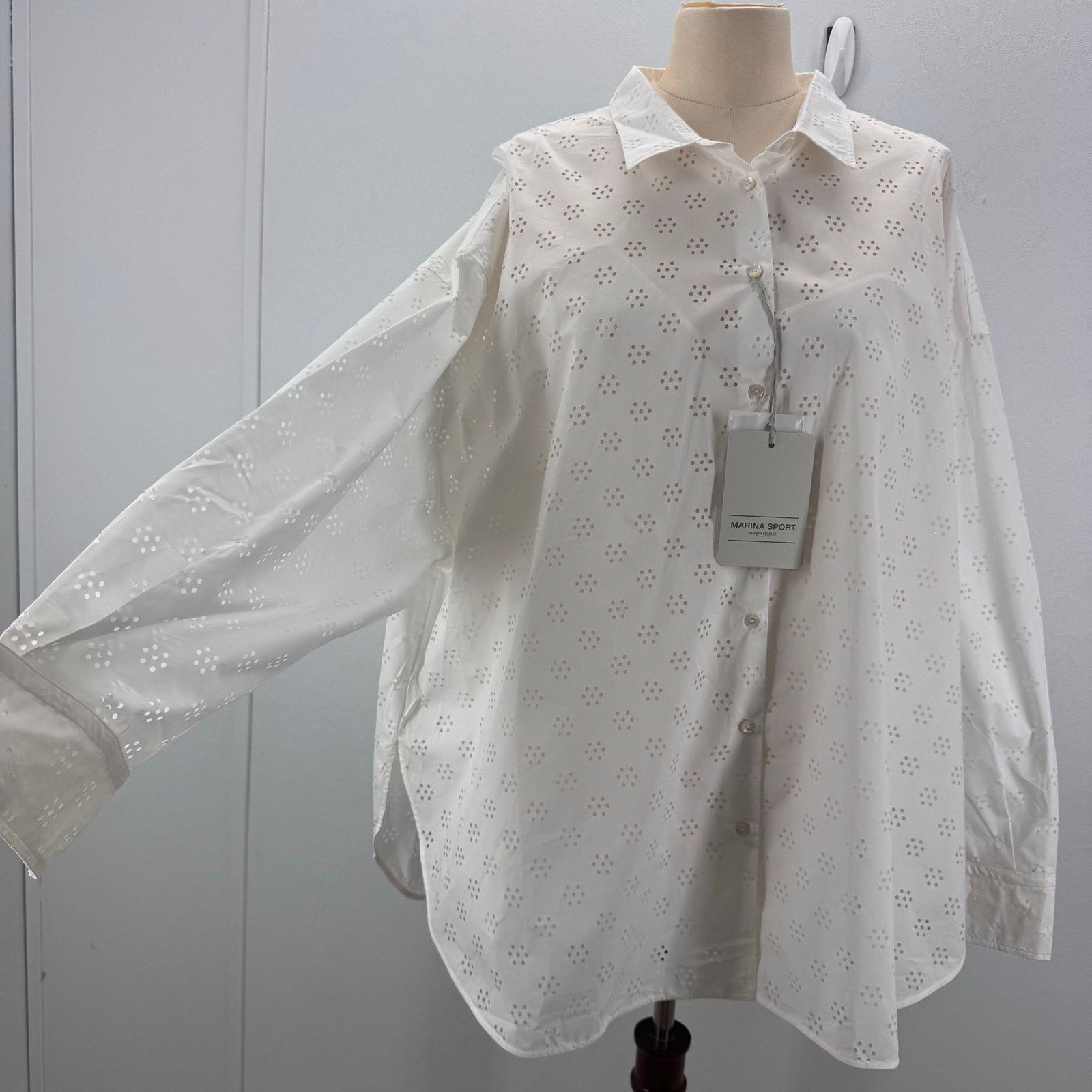 Marina Rinaldi Marina Rinaldi Cotton Poplin Eyelet Button Up Shirt Plus 24 Size 4XL / US 24-26 - 1 Thumbnail