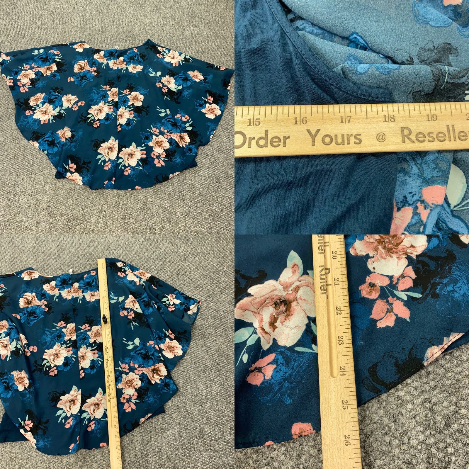 Vintage Elle Blouse XL Blue Floral Flowy Layered Stretch Top Size XL / US 12-14 / IT 48-50 - 8 Thumbnail