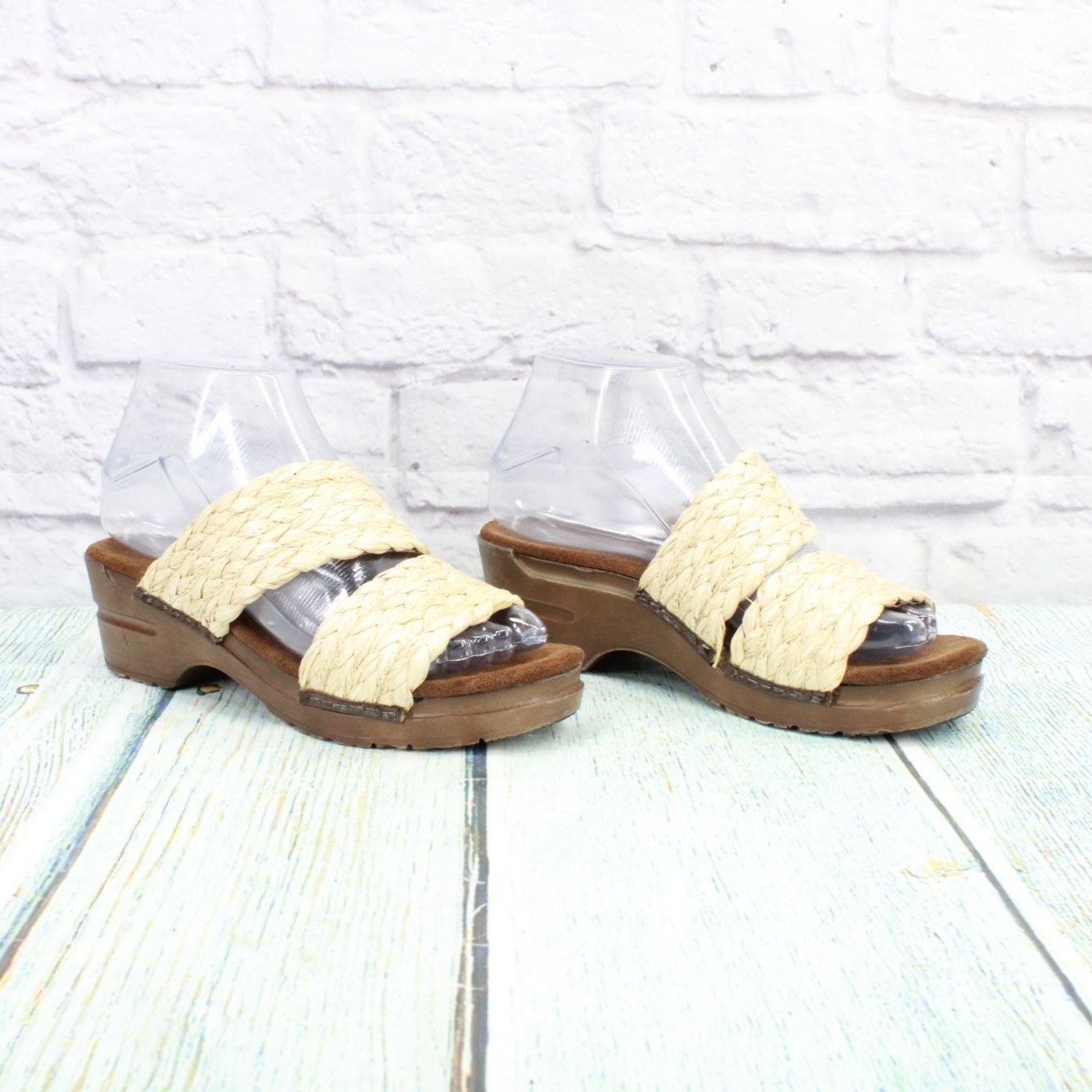 Other Sanita Cognac Braided Straw Raffia Wedge Sandals Size US 6 / IT 36 - 3 Thumbnail