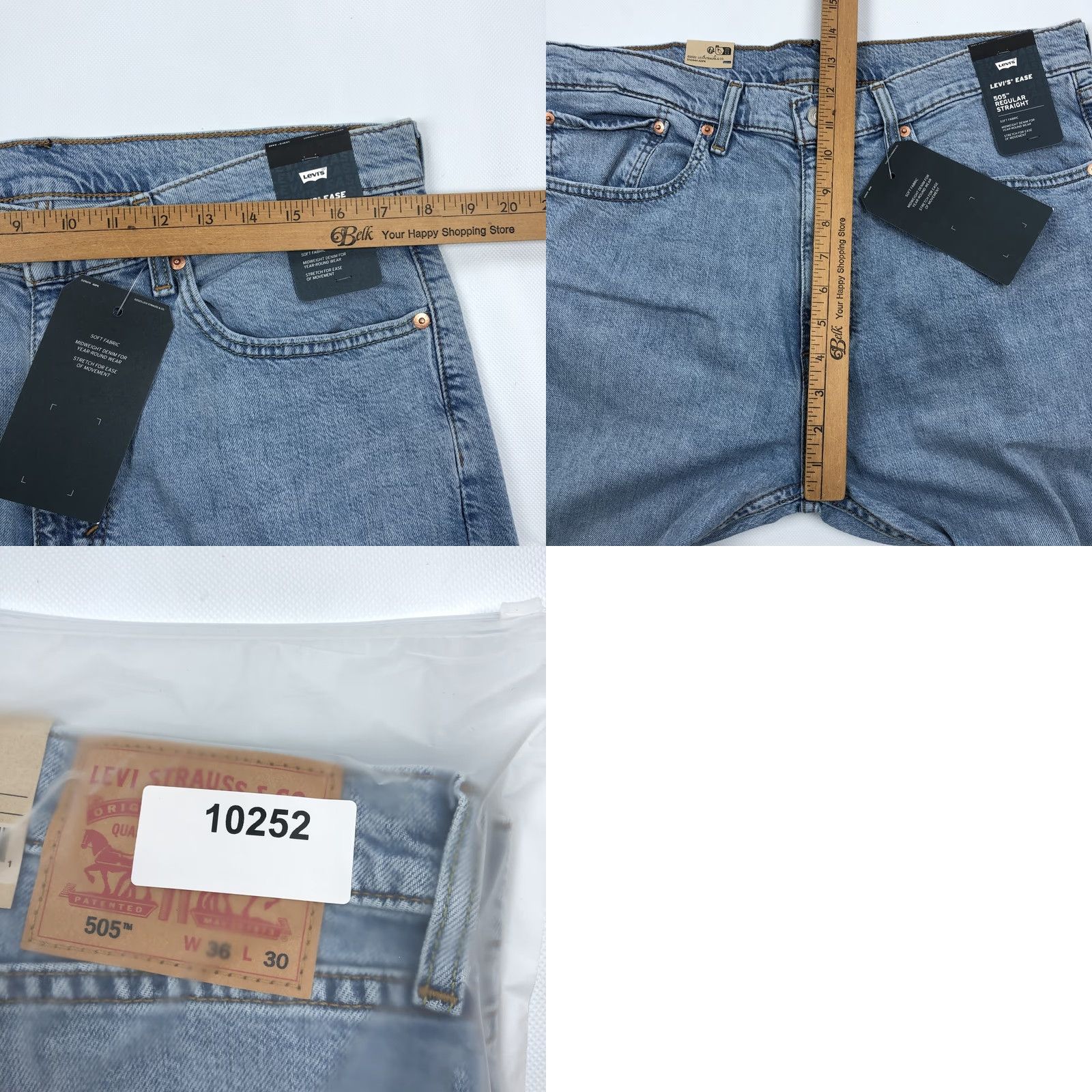 Levi's Levi's 505 Regular Straight Jeans Light Wash Men 36x30 Denim Stretch Belt Loops 5-Pocket Zipper Button NWT Size US 36 / EU 52 - 8 Thumbnail