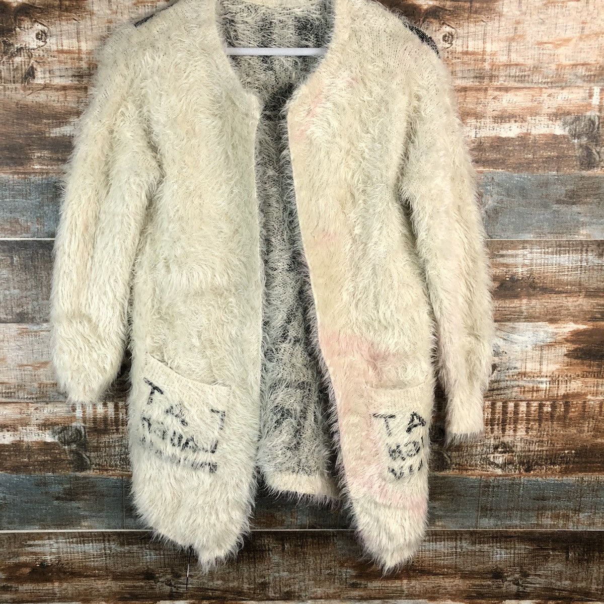 Vintage Japan faded mohair fur shaggy White Cardigan Knitwear #A1911 Size L / US 10 / IT 46 - 4 Thumbnail