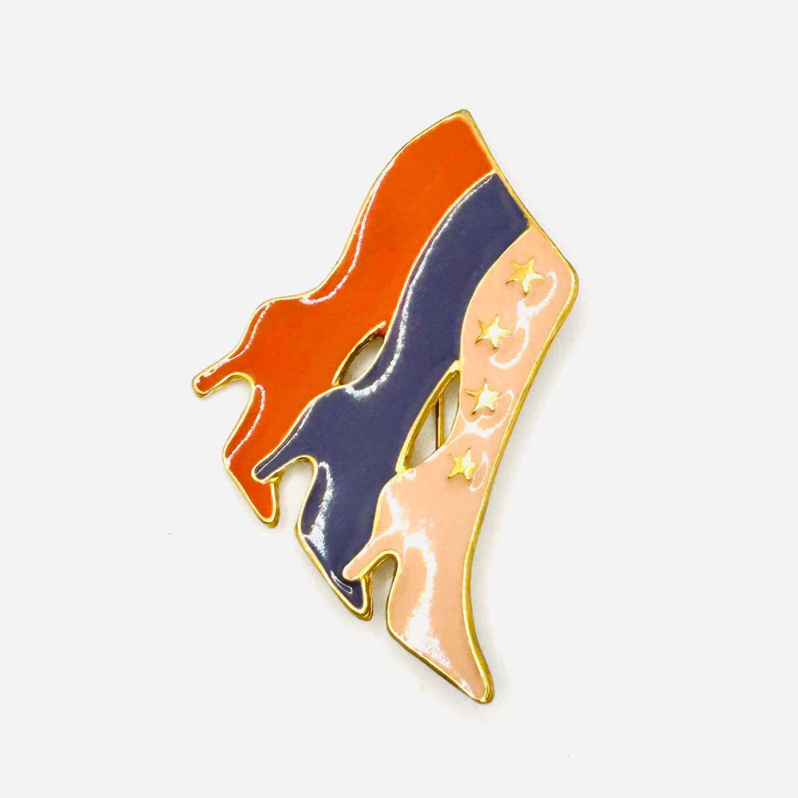 Vintage Vintage 80s Gold Enamel Glam High Heel Trio Brooch Pin Size ONE SIZE - 1 Thumbnail