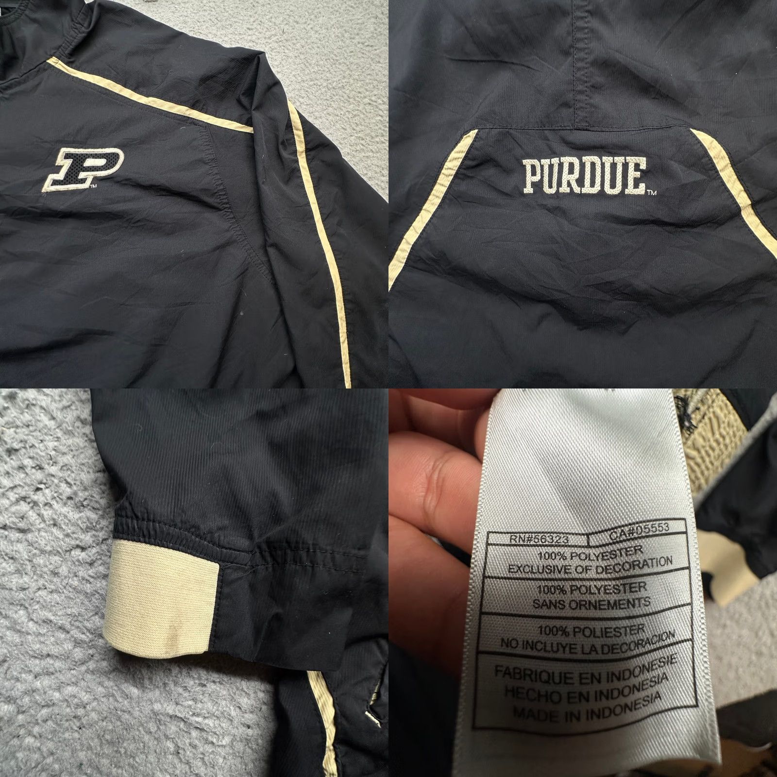Nike Nike Team Fit Storm Purdue Boilermakers 1/4 Zip Windbreaker Jacket Mens Large Black Size US L / EU 52-54 / 3 - 8 Thumbnail