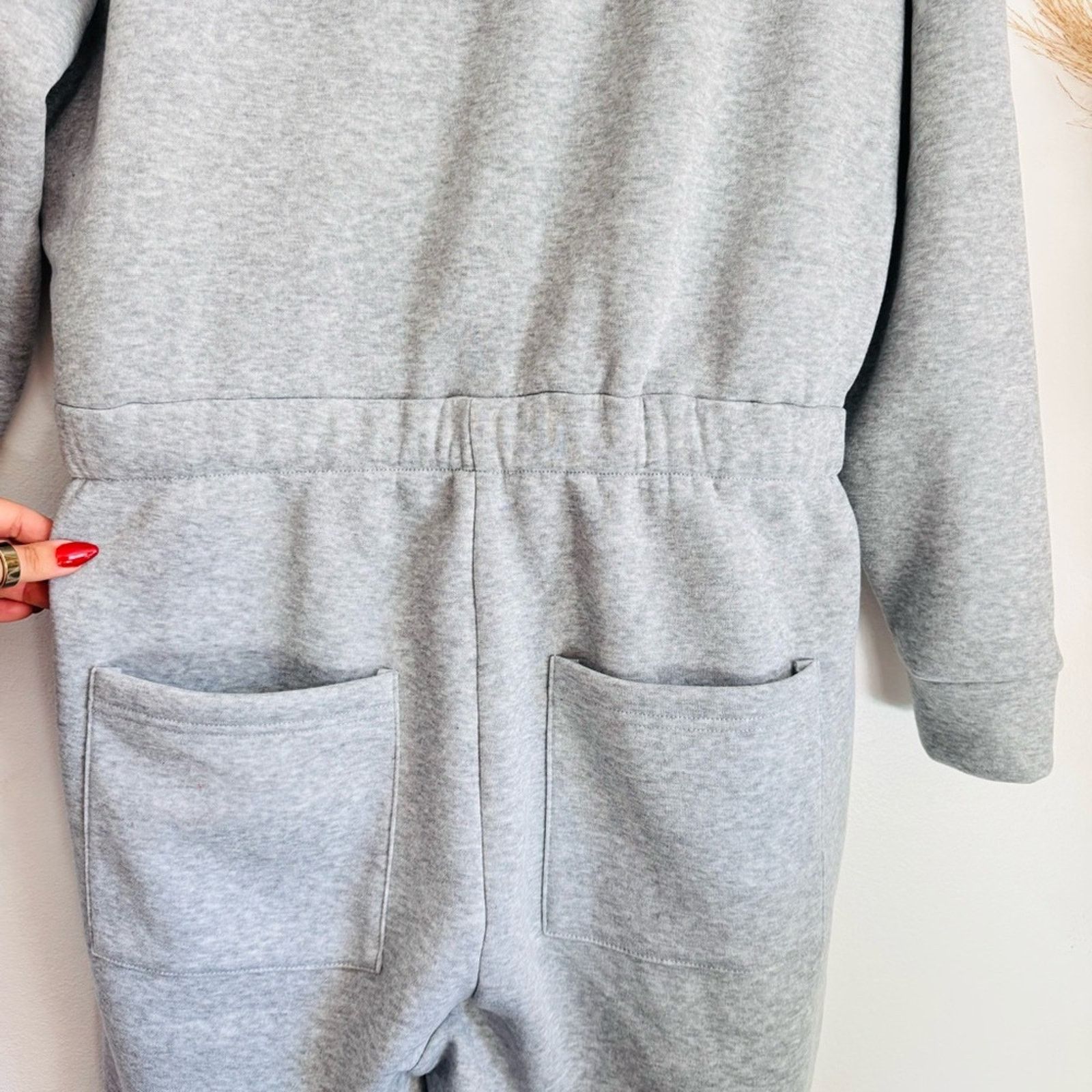 Nordstrom NEW Heather Grey Hood Sweatshirt Lounge Pants $149 Jumpsuit Size 34" / US 12 / IT 48 - 8 Thumbnail