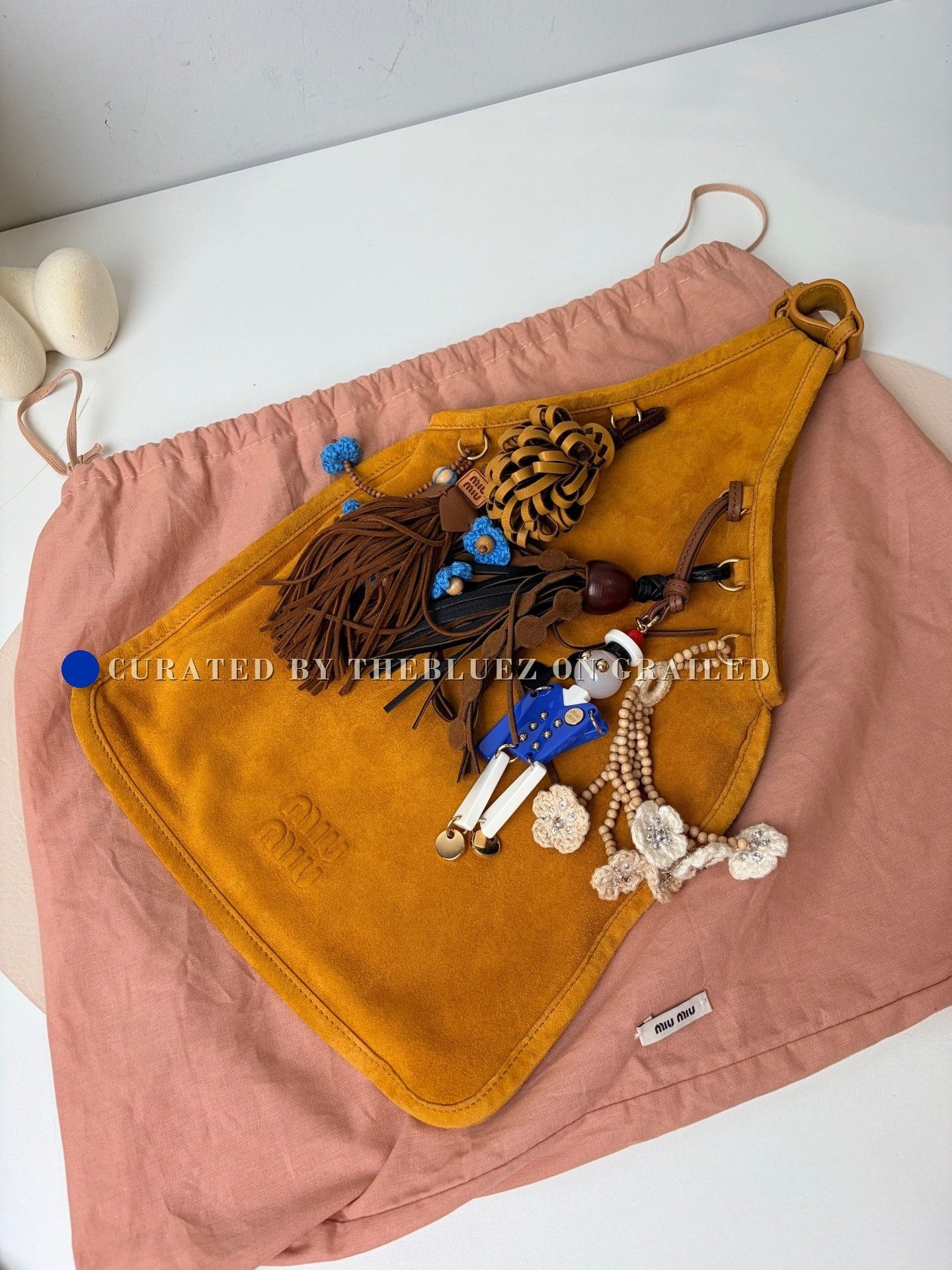 Miu Miu Miu Miu Suede Handbag with Charms Size ONE SIZE - 1 Thumbnail