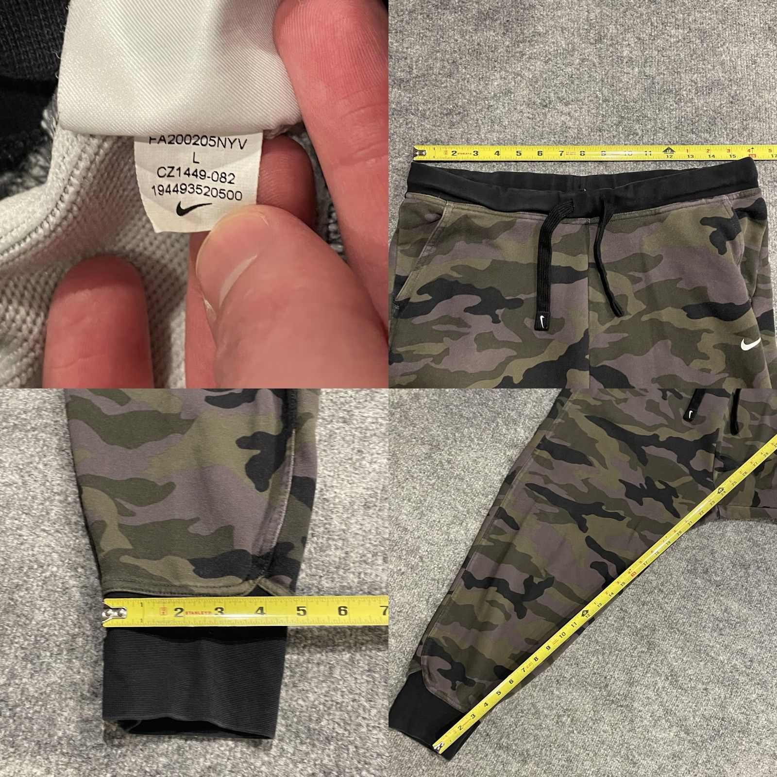 Nike VINTAGE Nike Dri-FIT French Terry Joggers Sweatpants Womens L Green Camo CZ1449 Size 36" / US 14 / IT 50 - 9 Thumbnail