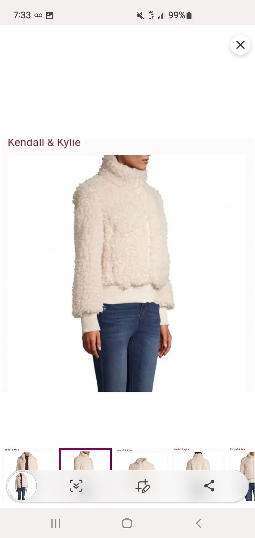 Kendall And Kylie Kendall & Kylie Y2K cream colored zip up sherpa teddy coat Size L / US 10 / IT 46 - 12 Thumbnail