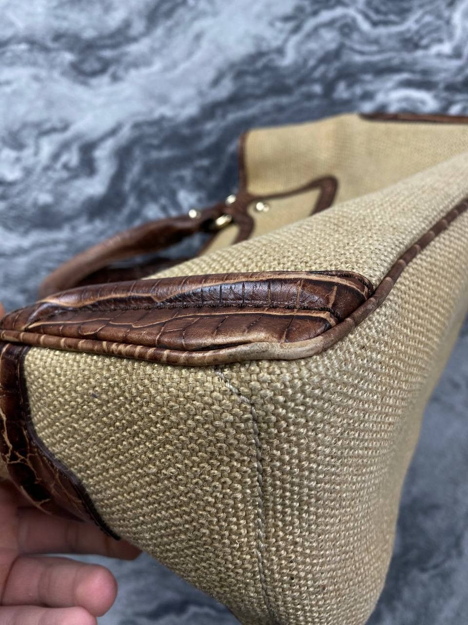Celine Celine Linen Handbag Women Beige Size ONE SIZE - 16 Thumbnail
