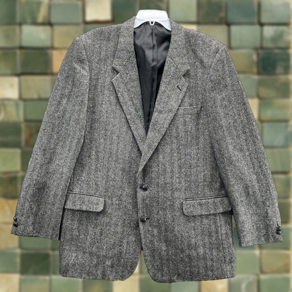 Jack Victor Moda Prima Blazer Men's 46 L 100% Wool Herringbone Corpcore Academia Business Size 46R - 1 Thumbnail