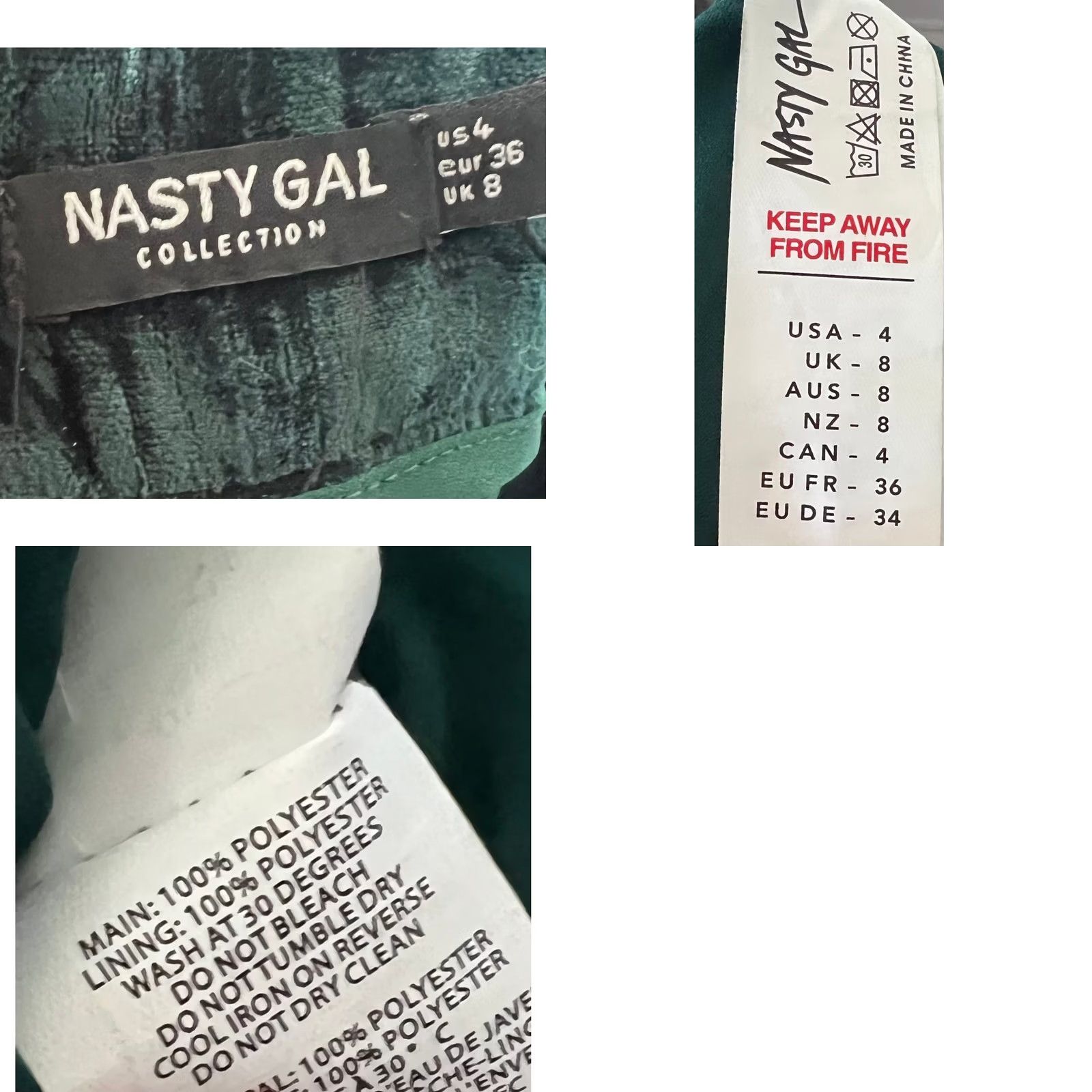Nasty Gal Nasty Gal Crushed Velvet Pants Wide Leg High Waisted Emerald Green Women’s Sz 4 Size 27" / US 4 / IT 40 - 8 Thumbnail